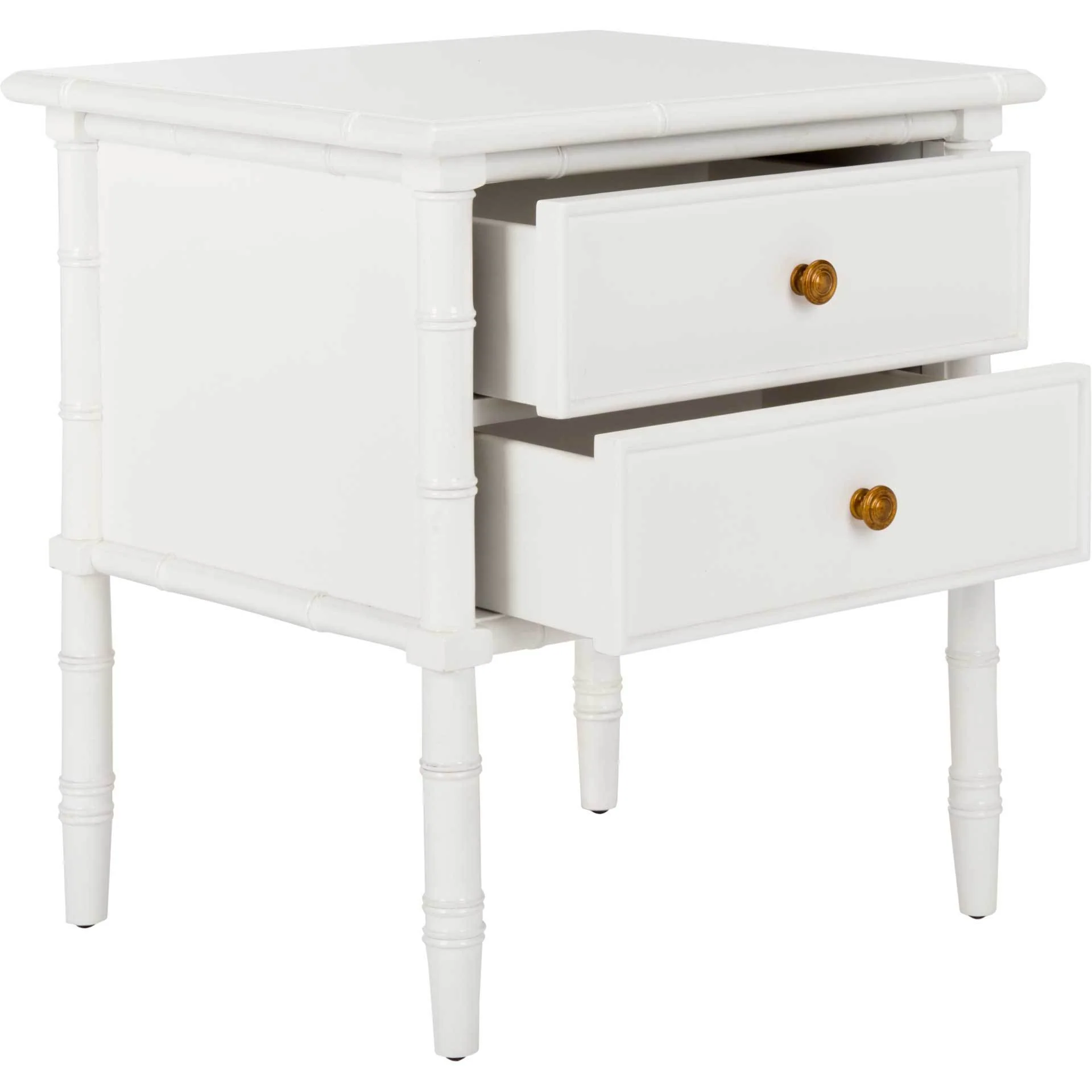 Mitchell 2 Drawer Bamboo Nightstand White - Image 2