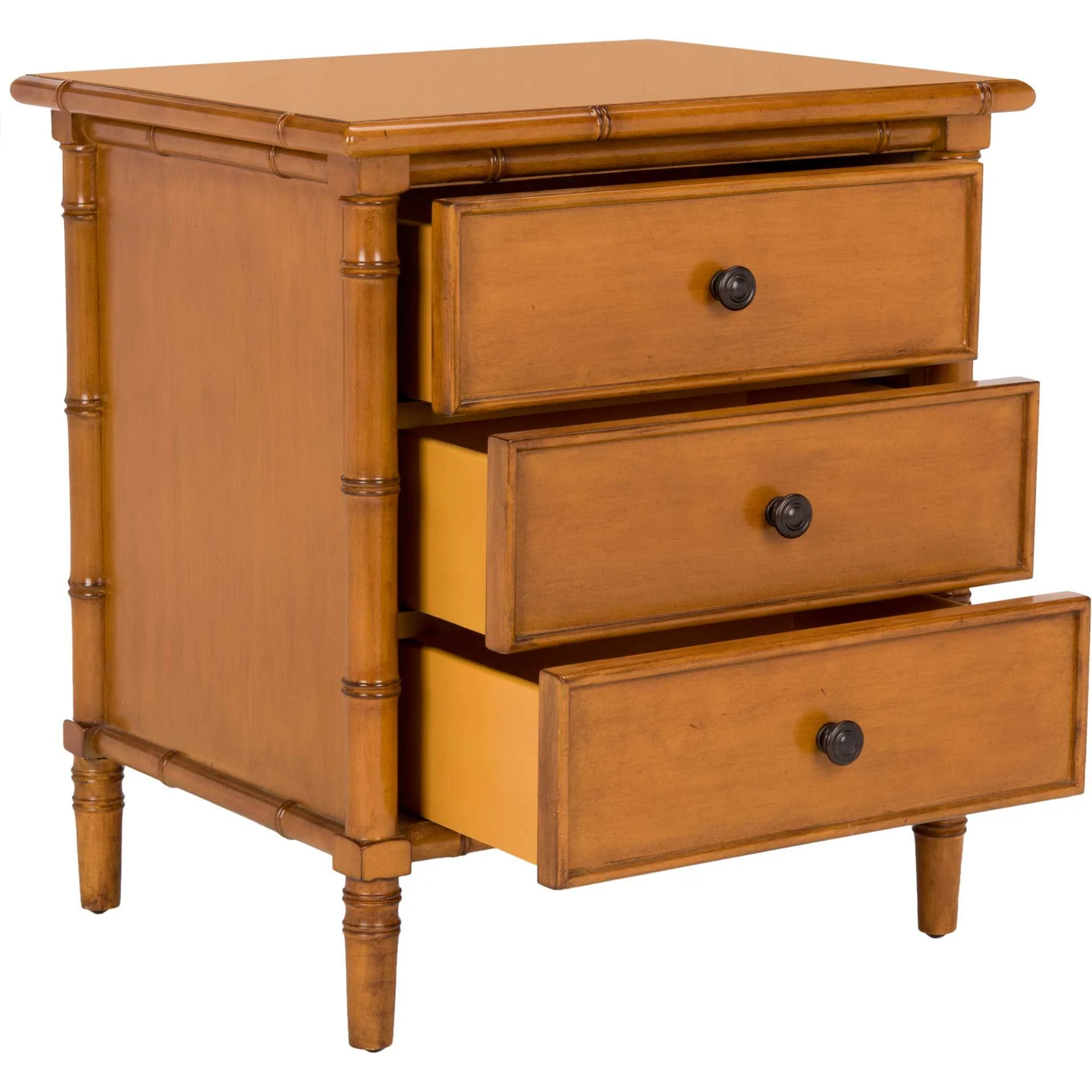 Mitchell 3 Drawer Bamboo Nightstand Brown - Image 2