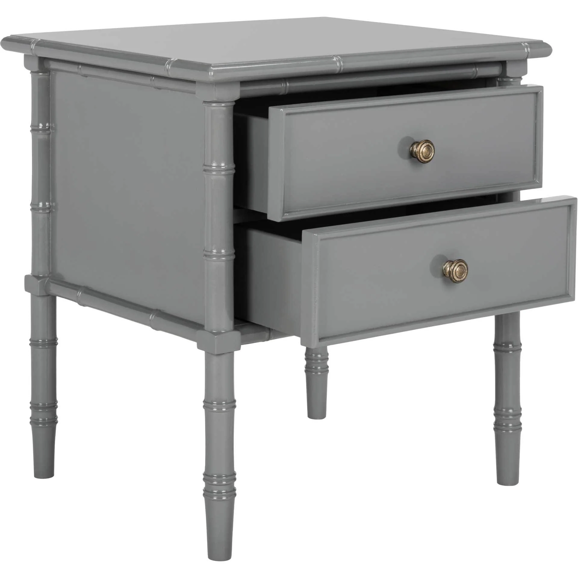 Mitchell Coastal 2 Drawer Bamboo Nightstand Gray - Image 2