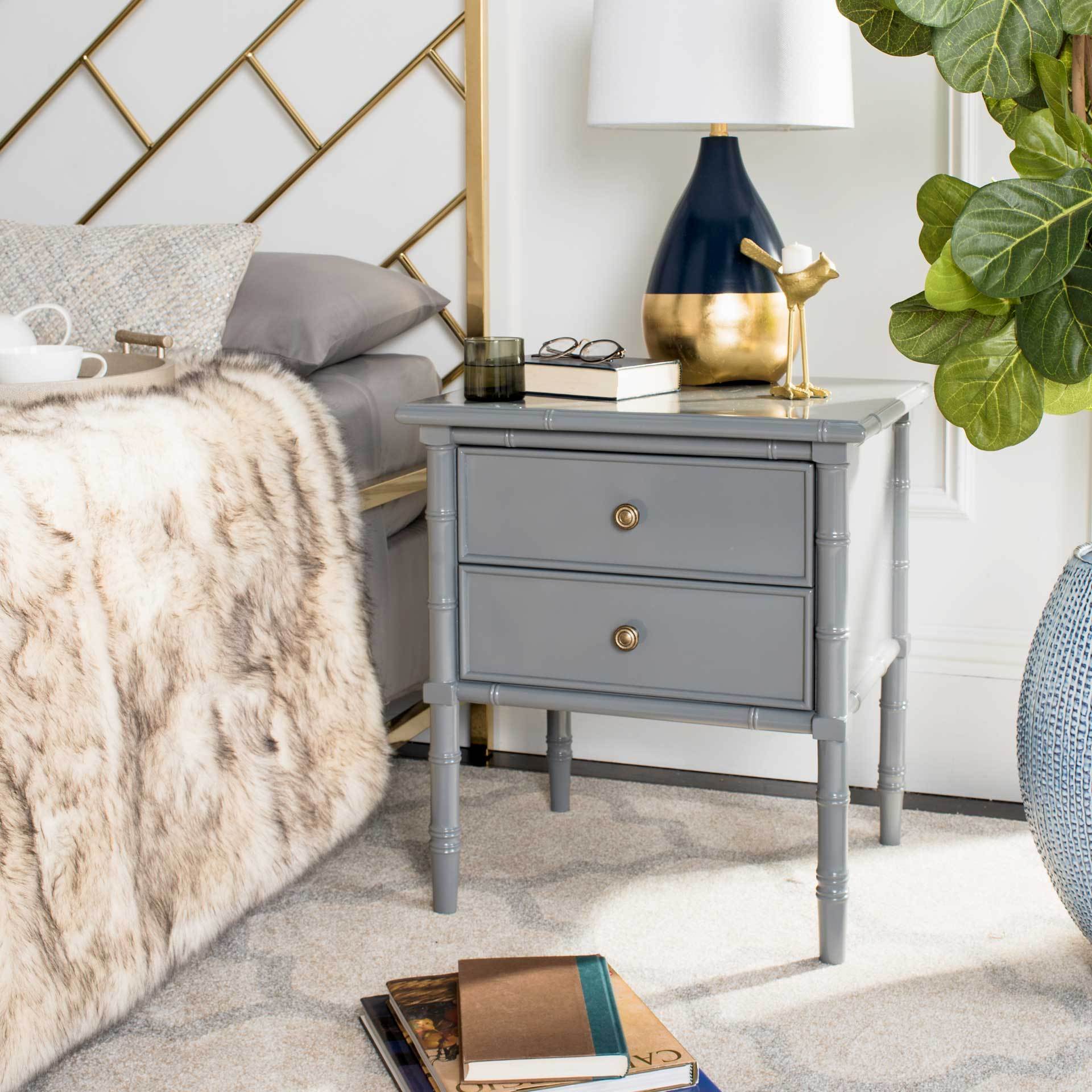 Mitchell Coastal 2 Drawer Bamboo Nightstand Gray - Image 6