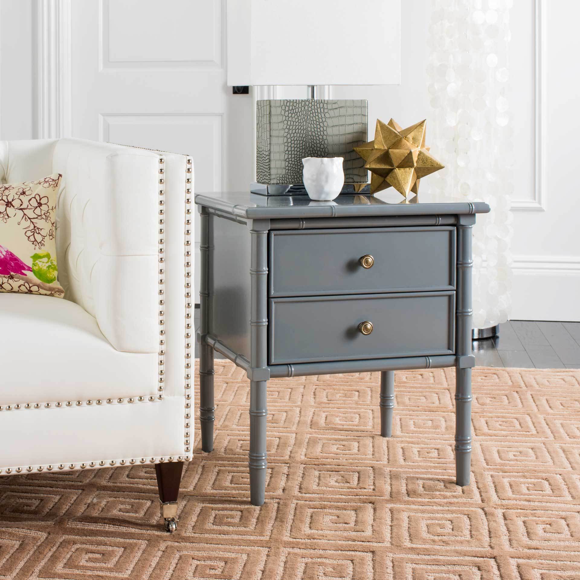 Mitchell Coastal 2 Drawer Bamboo Nightstand Gray - Image 7