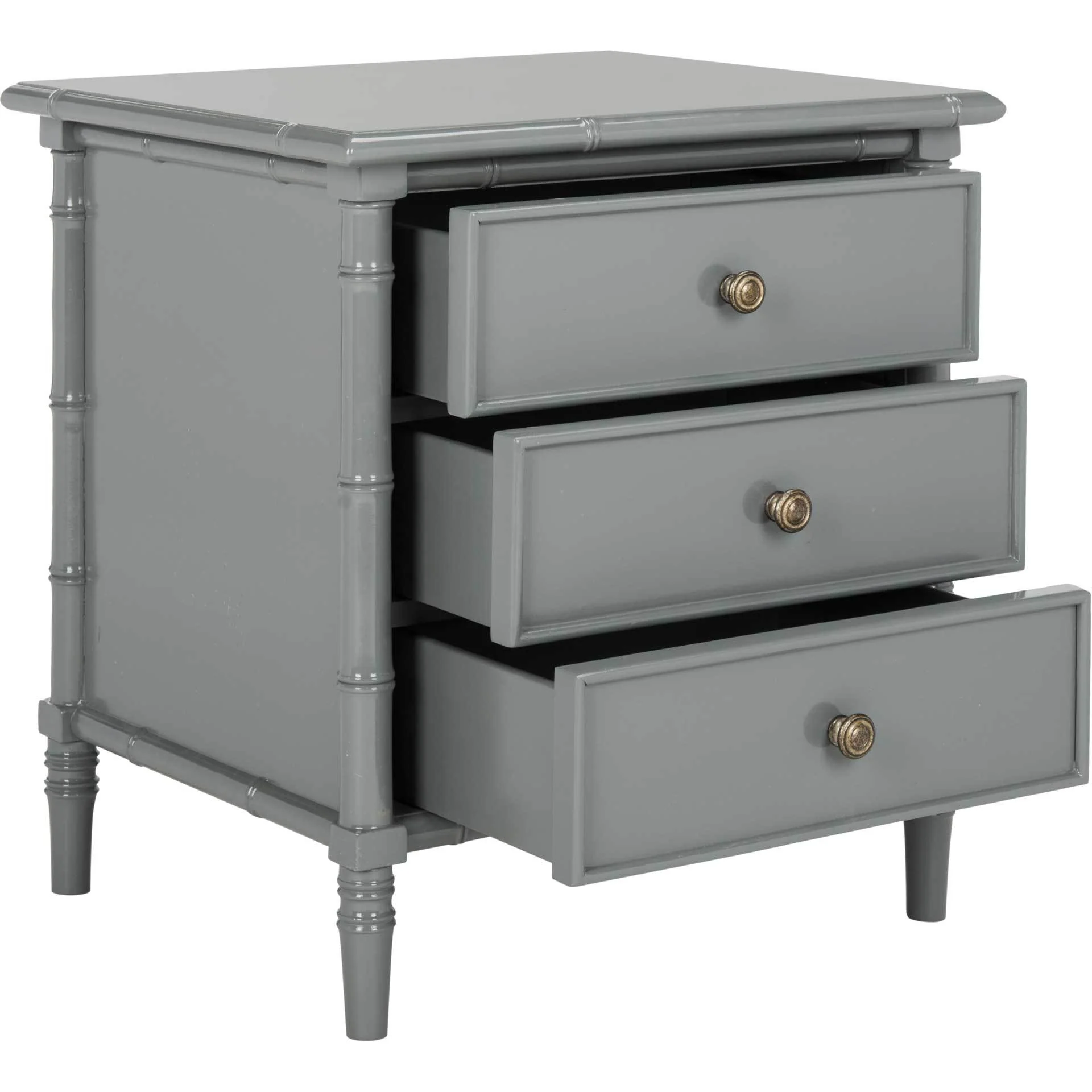 Mitchell Coastal 3 Drawer Bamboo Nightstand Gray - Image 2