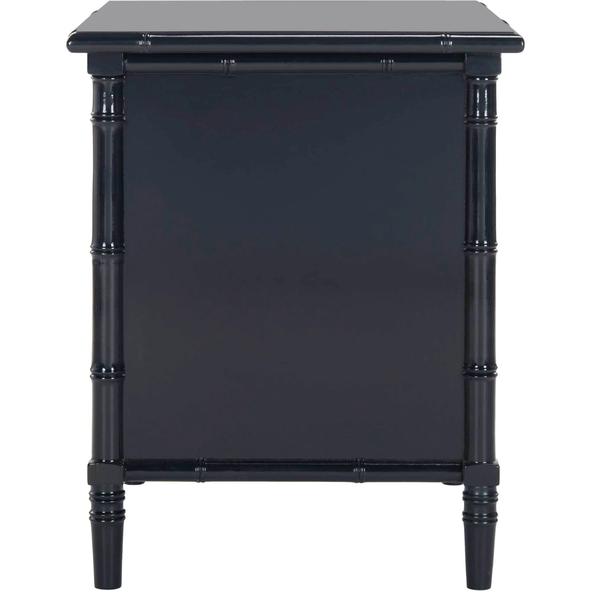 Mitchell Coastal 3 Drawer Bamboo Nightstand Navy - Image 3