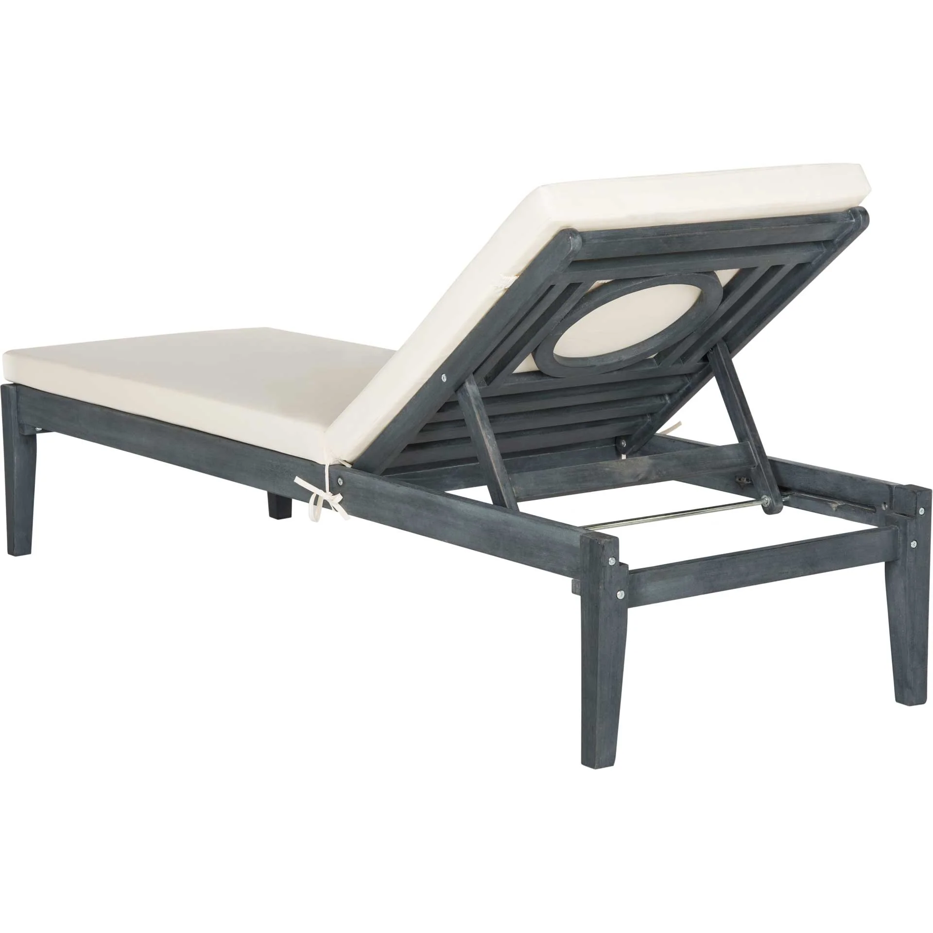 Modern Acacia Sunlounger Ash Gray/Beige - Image 3