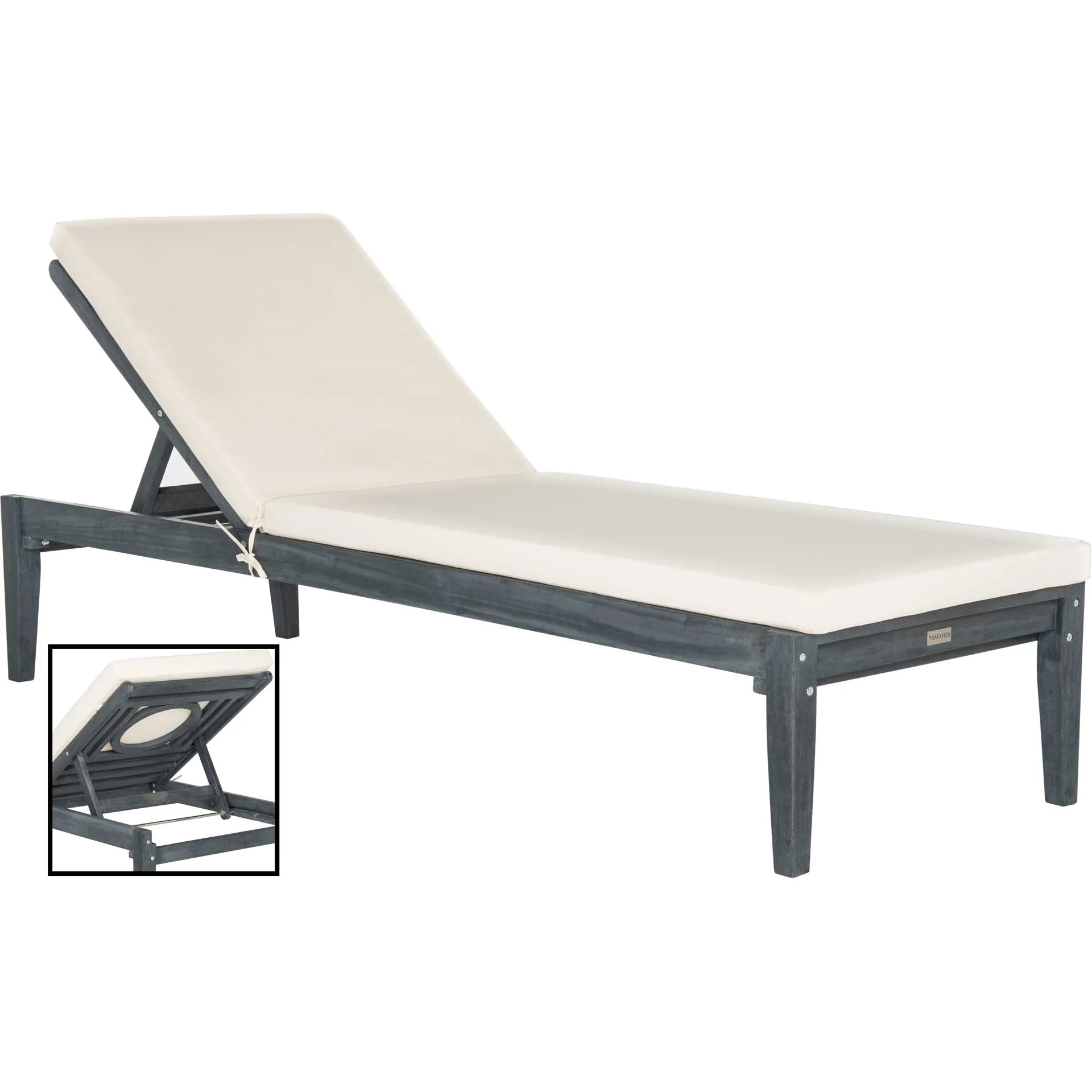 Modern Acacia Sunlounger Ash Gray/Beige - Image 4