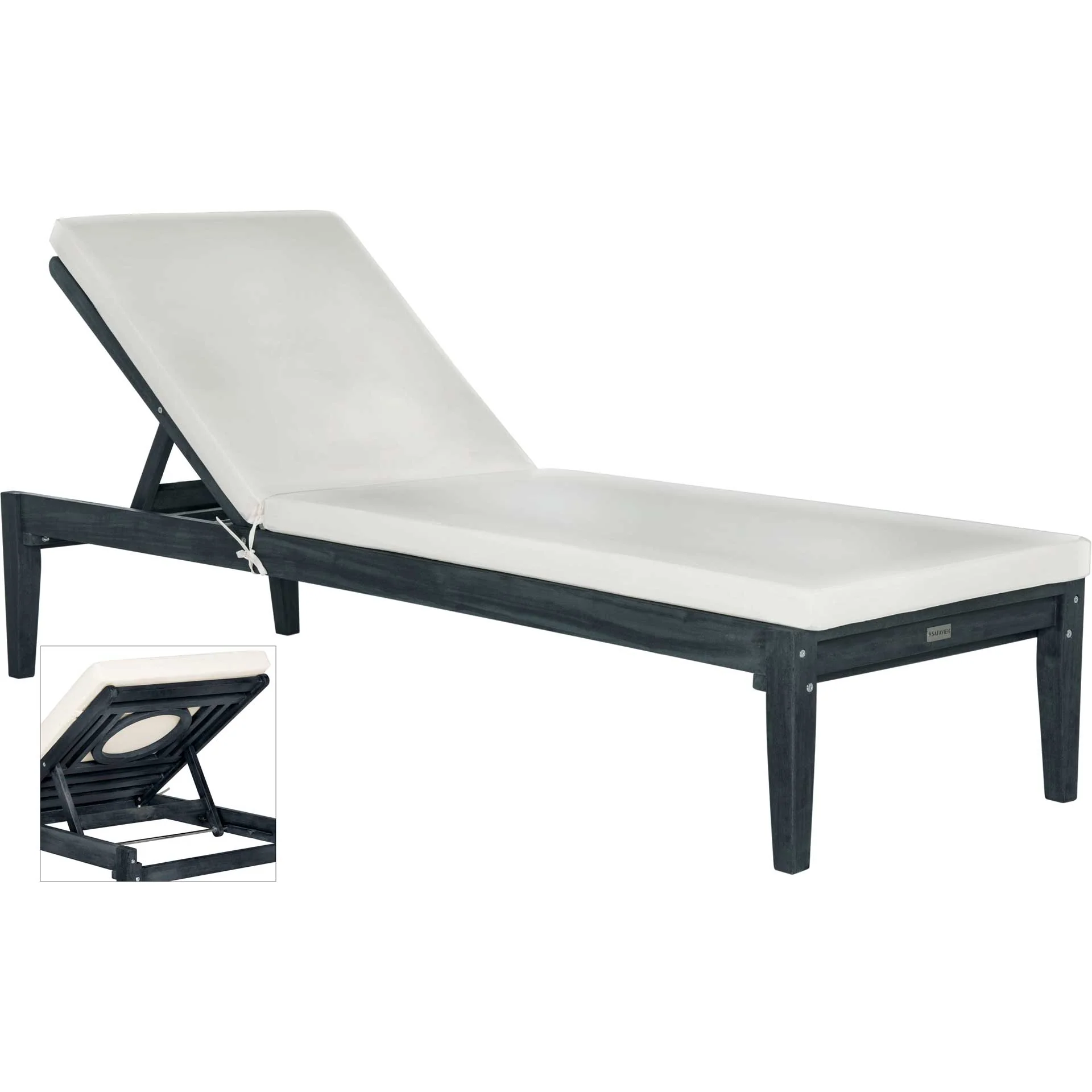 Modern Acacia Sunlounger Dark Slate Gray/Beige - Image 5