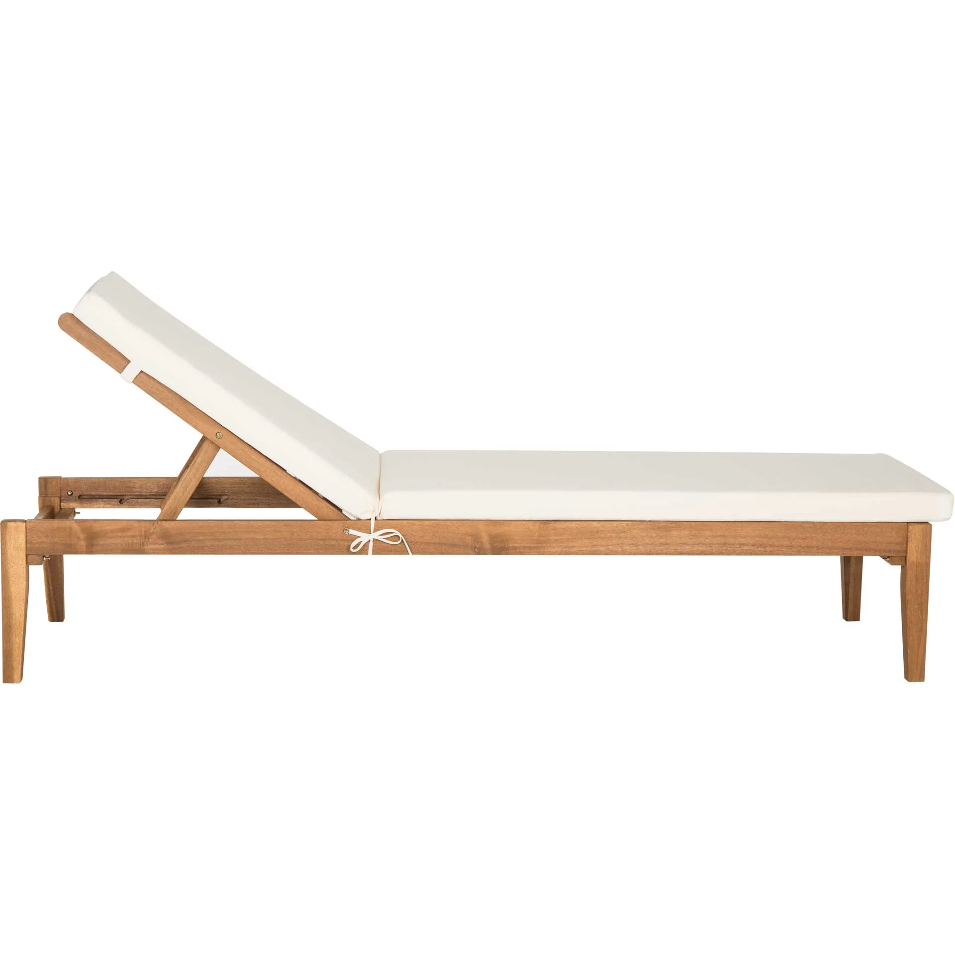 Modern Acacia Sunlounger Teak Brown/Beige - Image 2