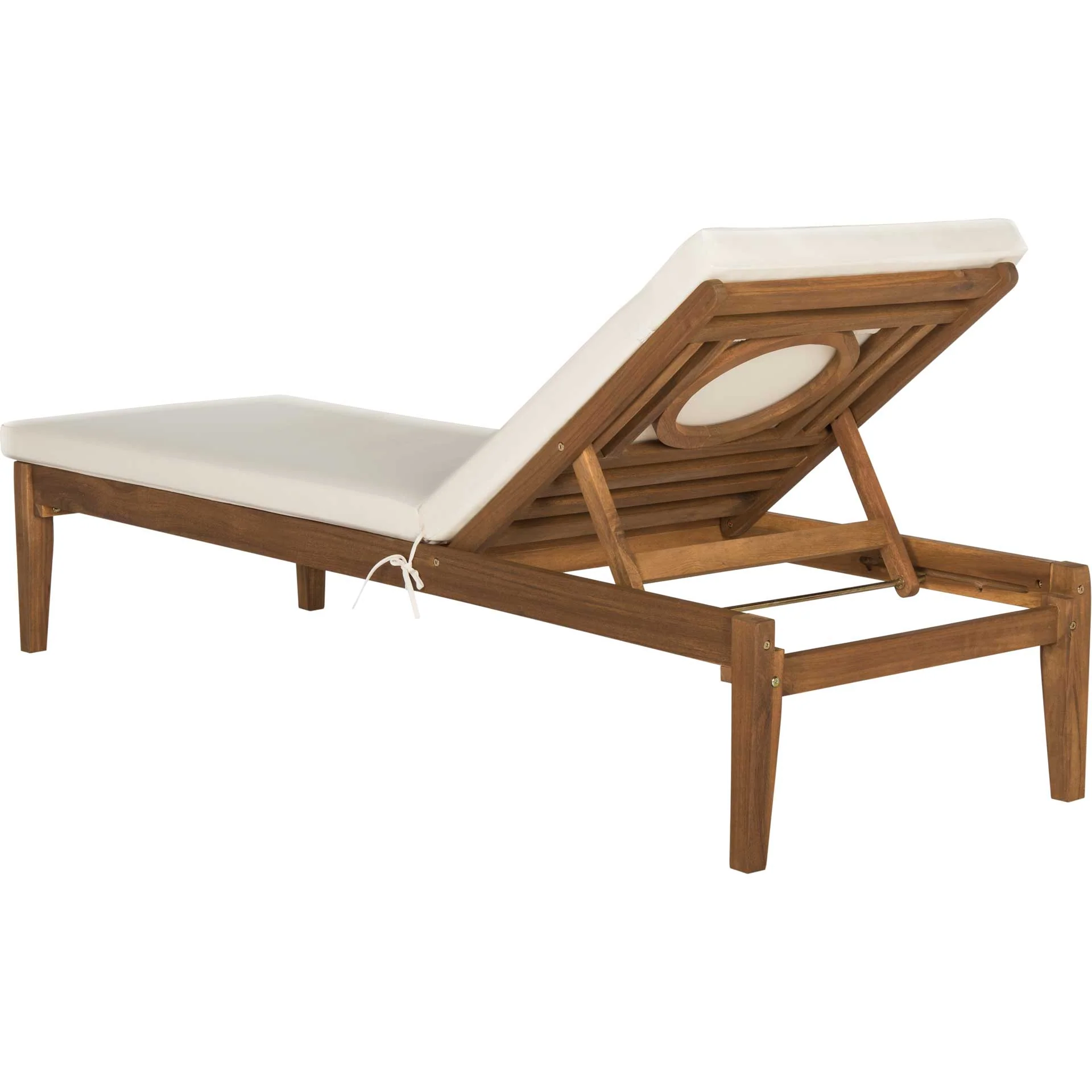 Modern Acacia Sunlounger Teak Brown/Beige - Image 3