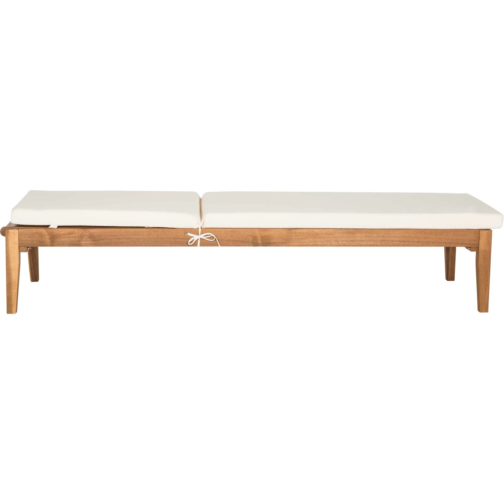 Modern Acacia Sunlounger Teak Brown/Beige - Image 4