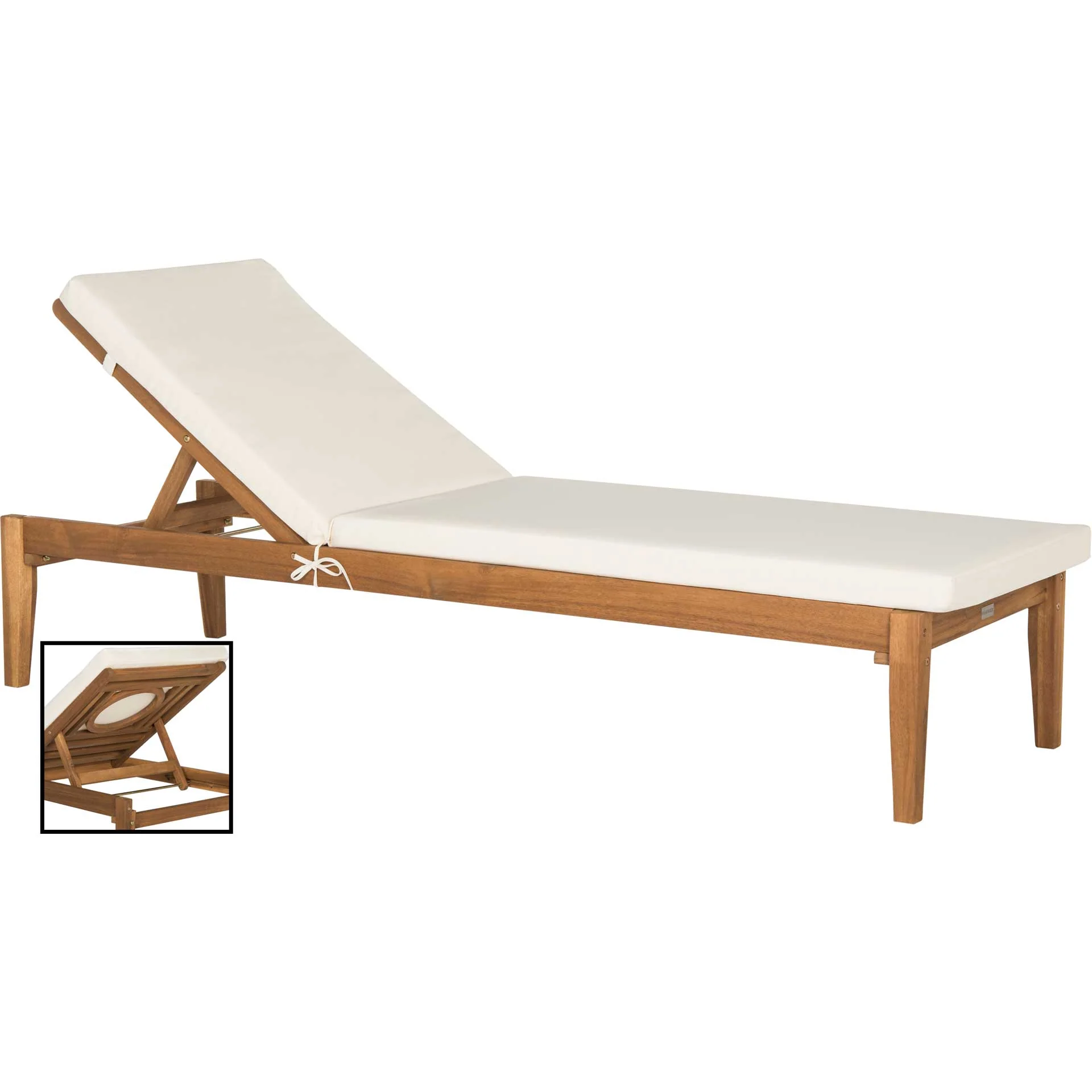 Modern Acacia Sunlounger Teak Brown/Beige - Image 5