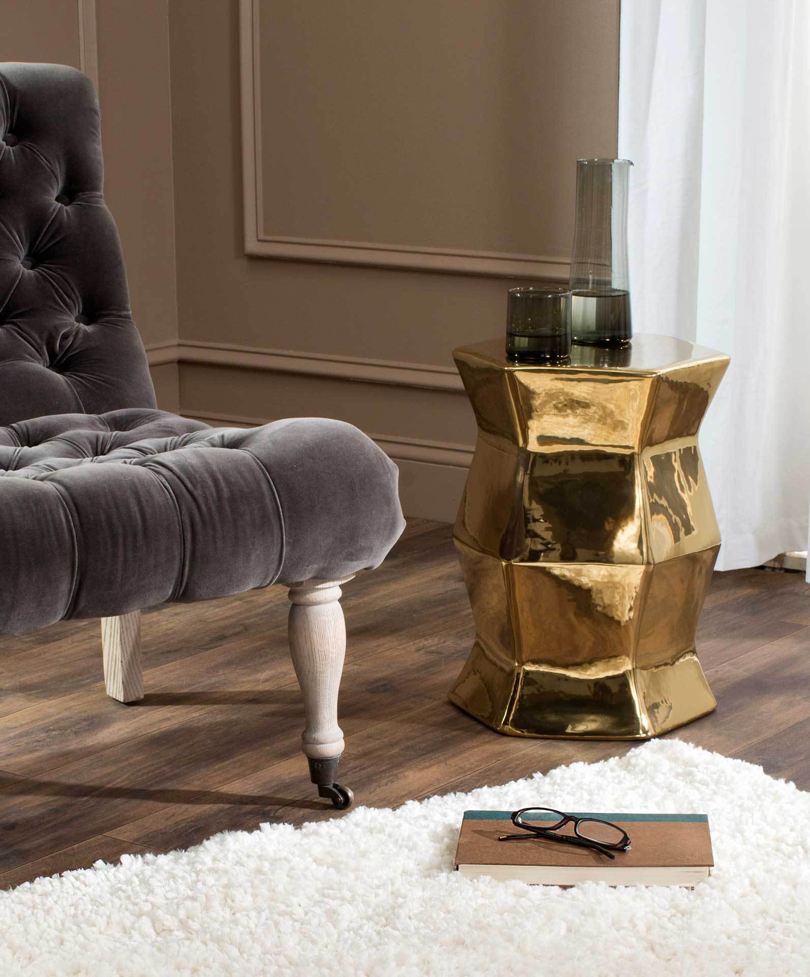Molly Hexagon Garden Stool Gold - Image 3