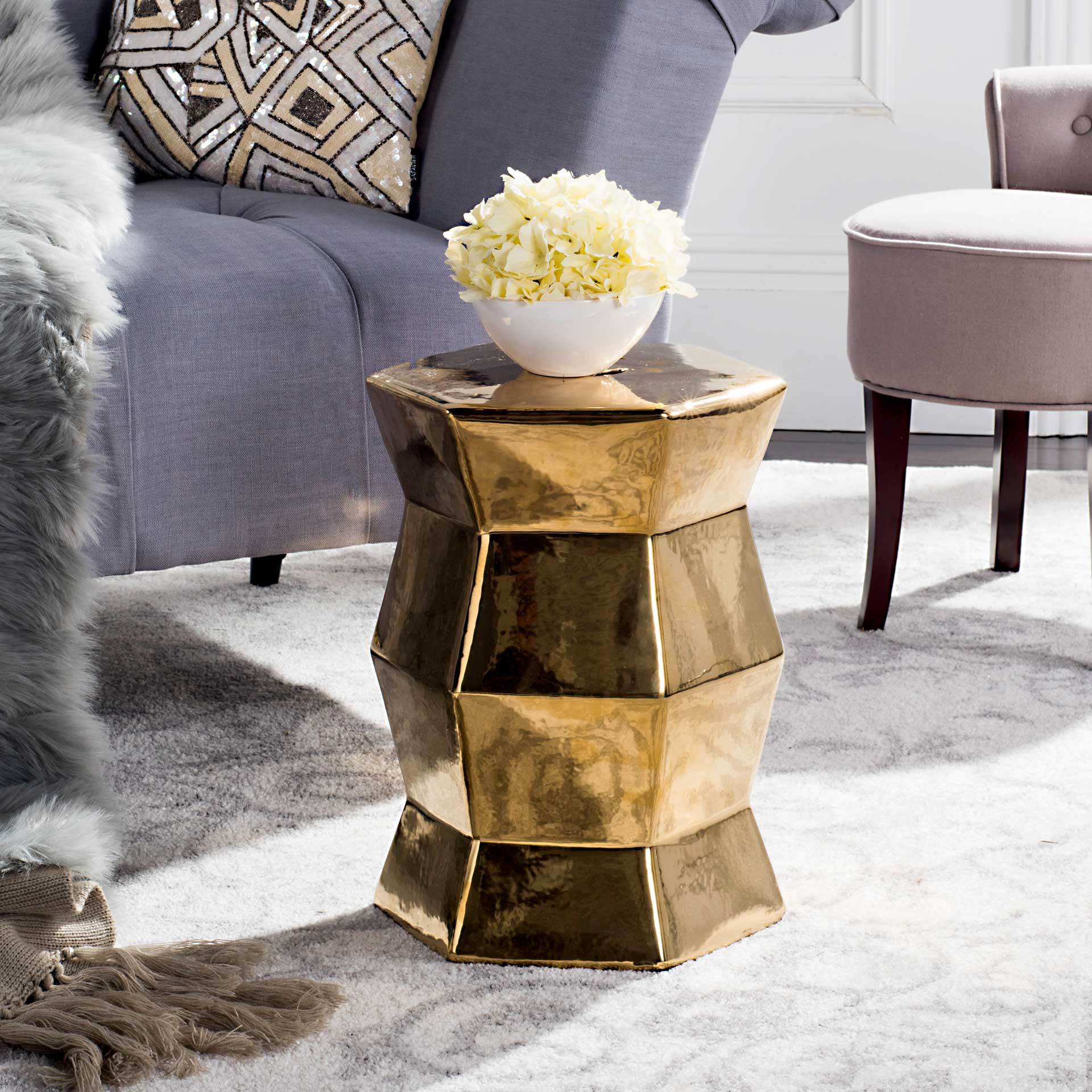 Molly Hexagon Garden Stool Gold - Image 4