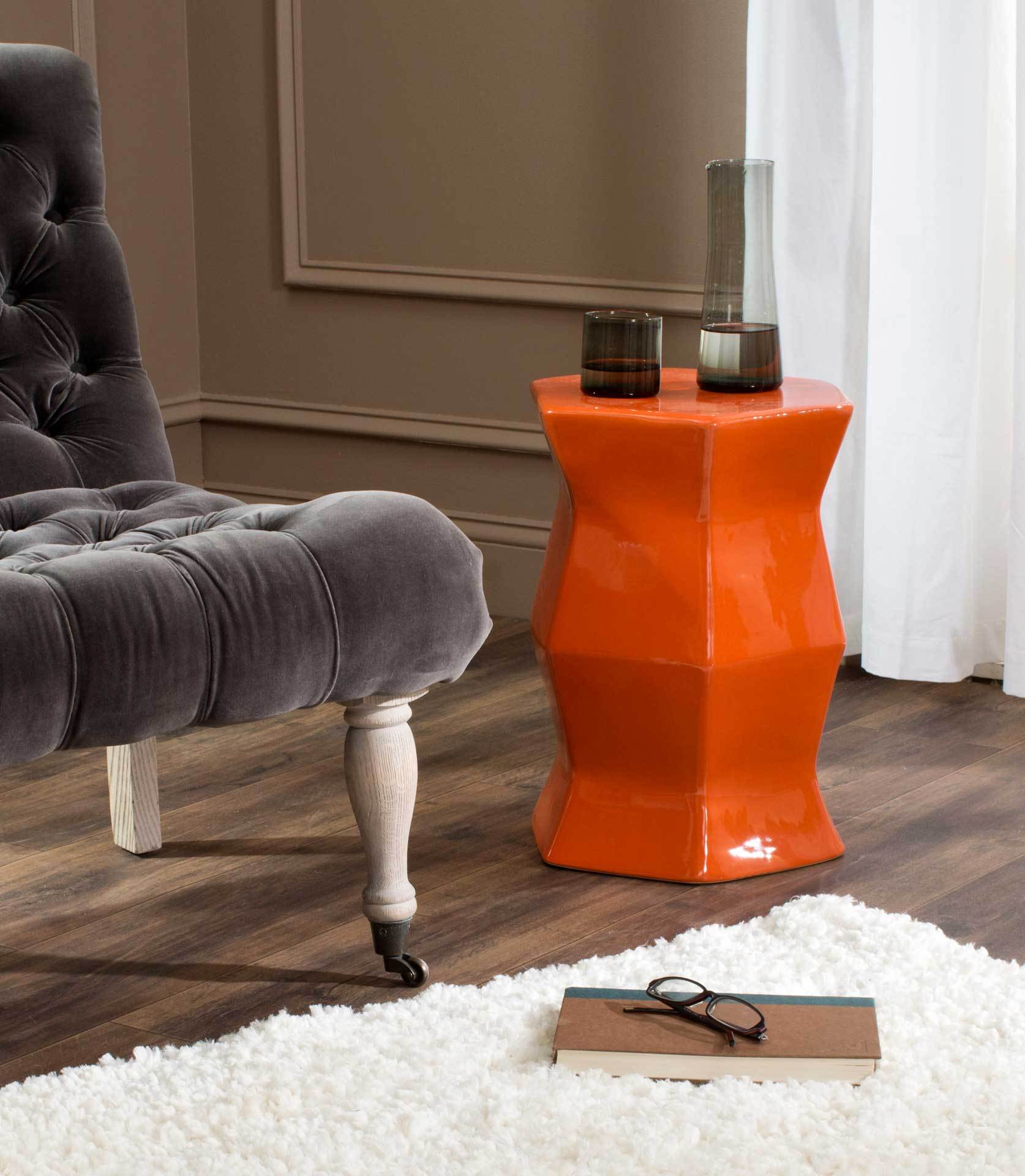 Molly Hexagon Garden Stool Orange - Image 3