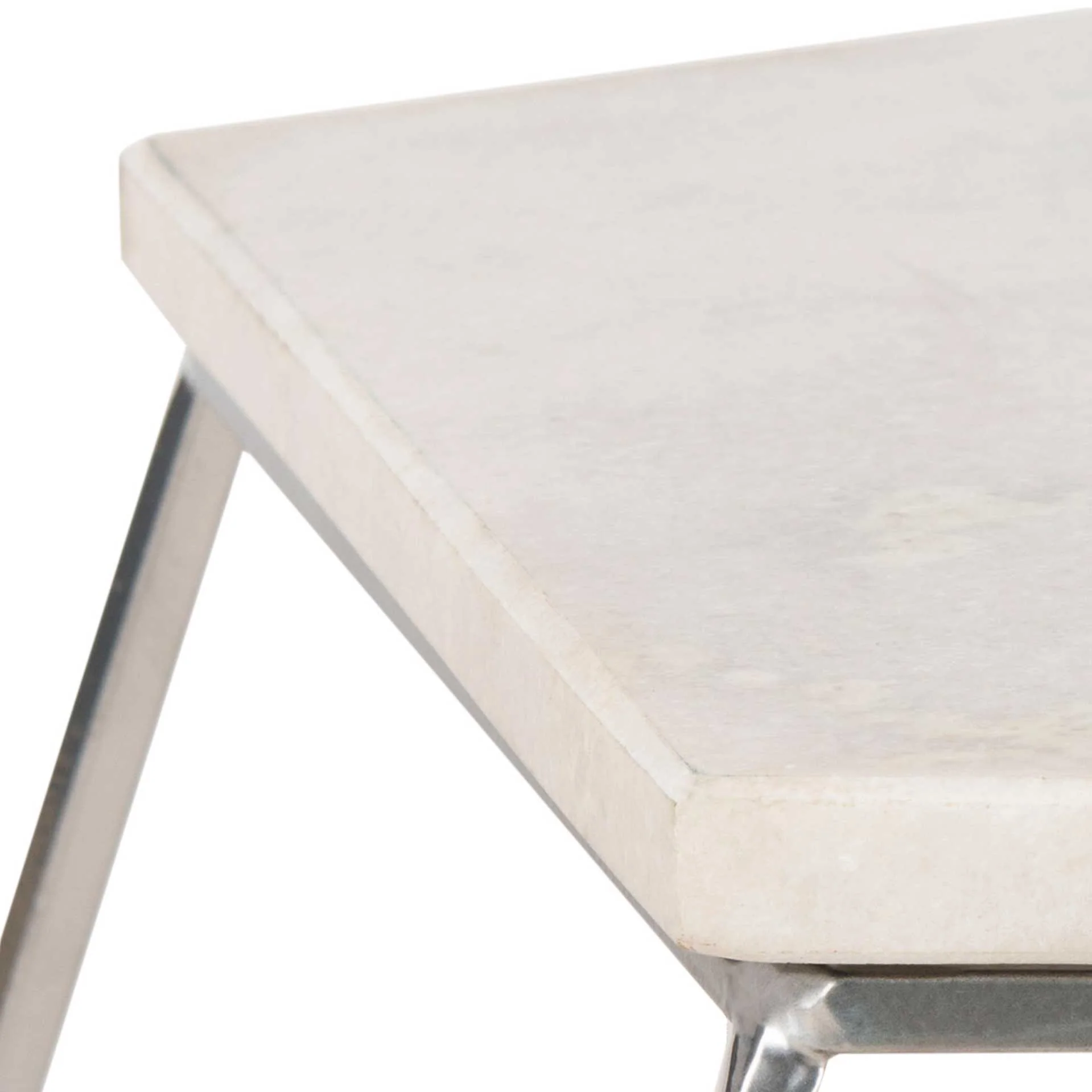 Molly Pentagon Marble Top Side Table Silver/White - Image 3