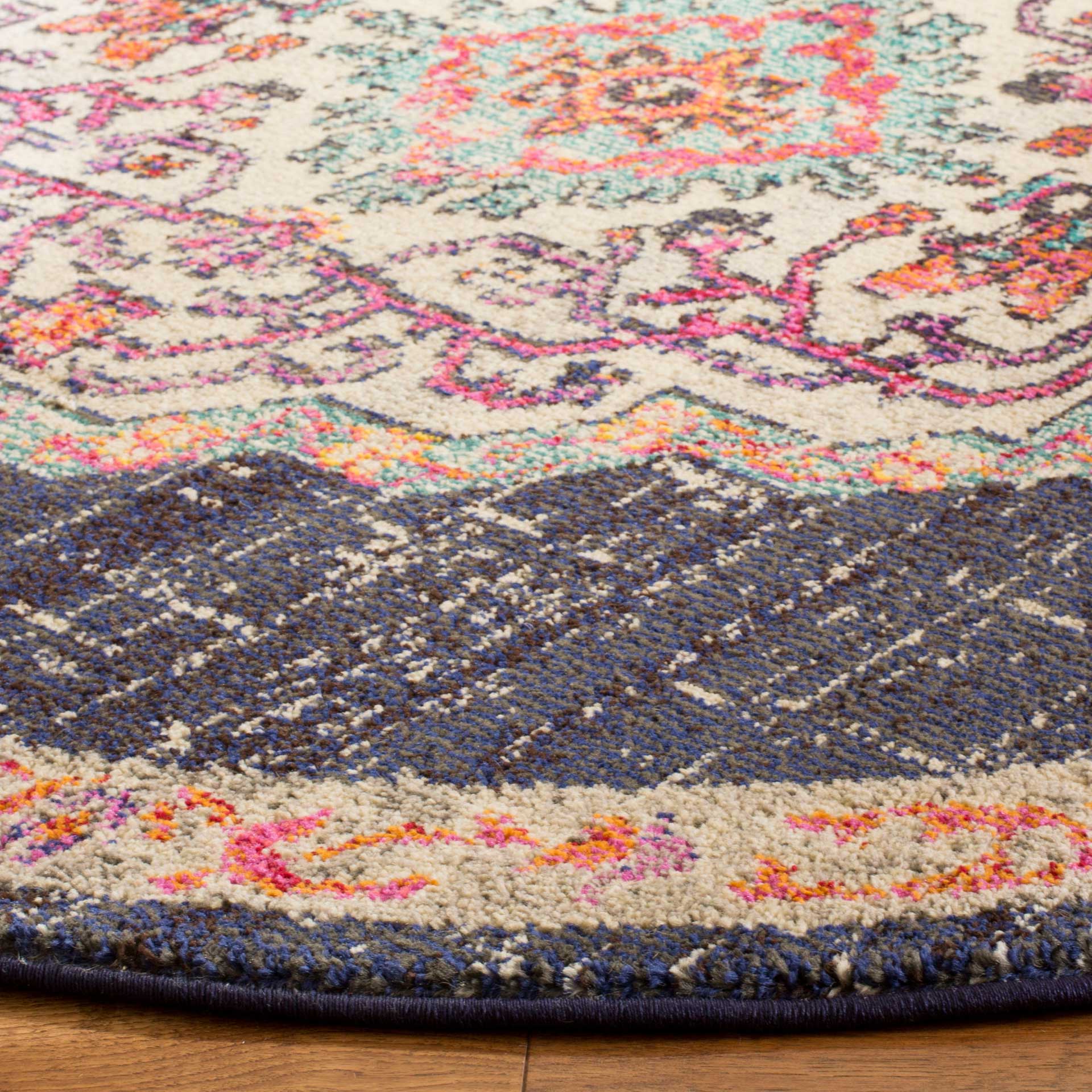 Monaco Black/Blue Round Rug - Image 2