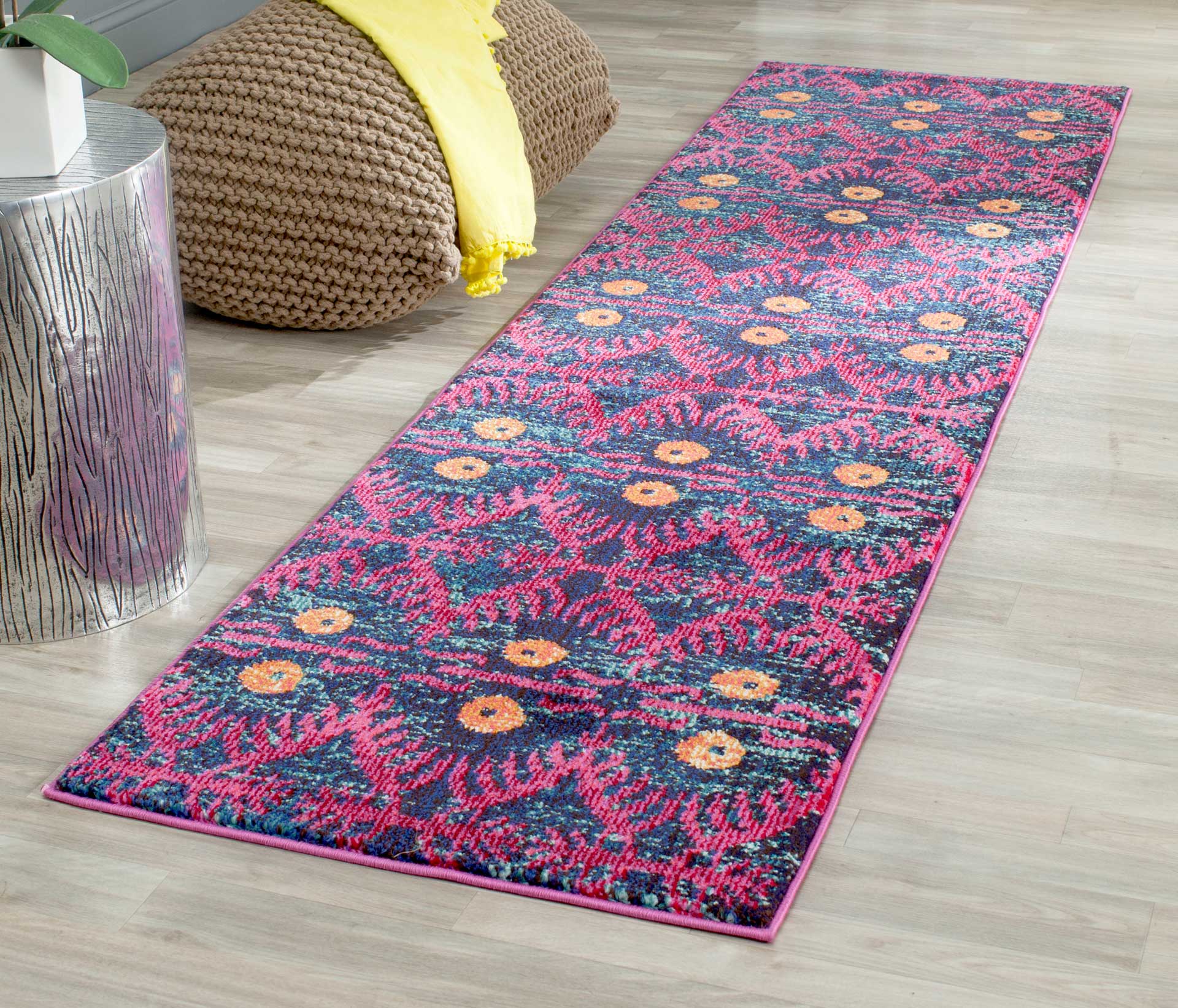 Monaco Bohemian Pink/Multi Runner Rug - Image 3