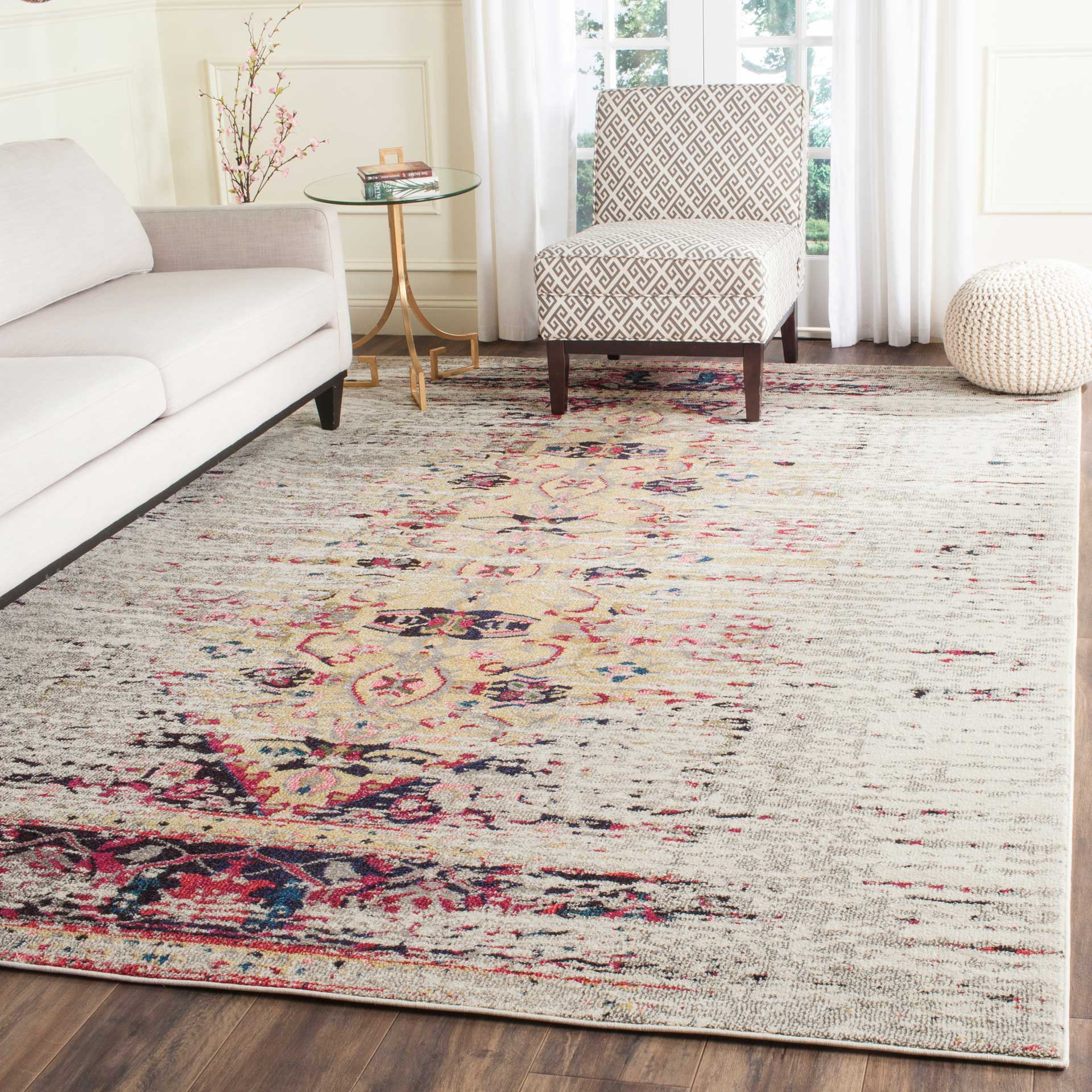 Monaco Distressed Ivory/Pink Area Rug - Image 8