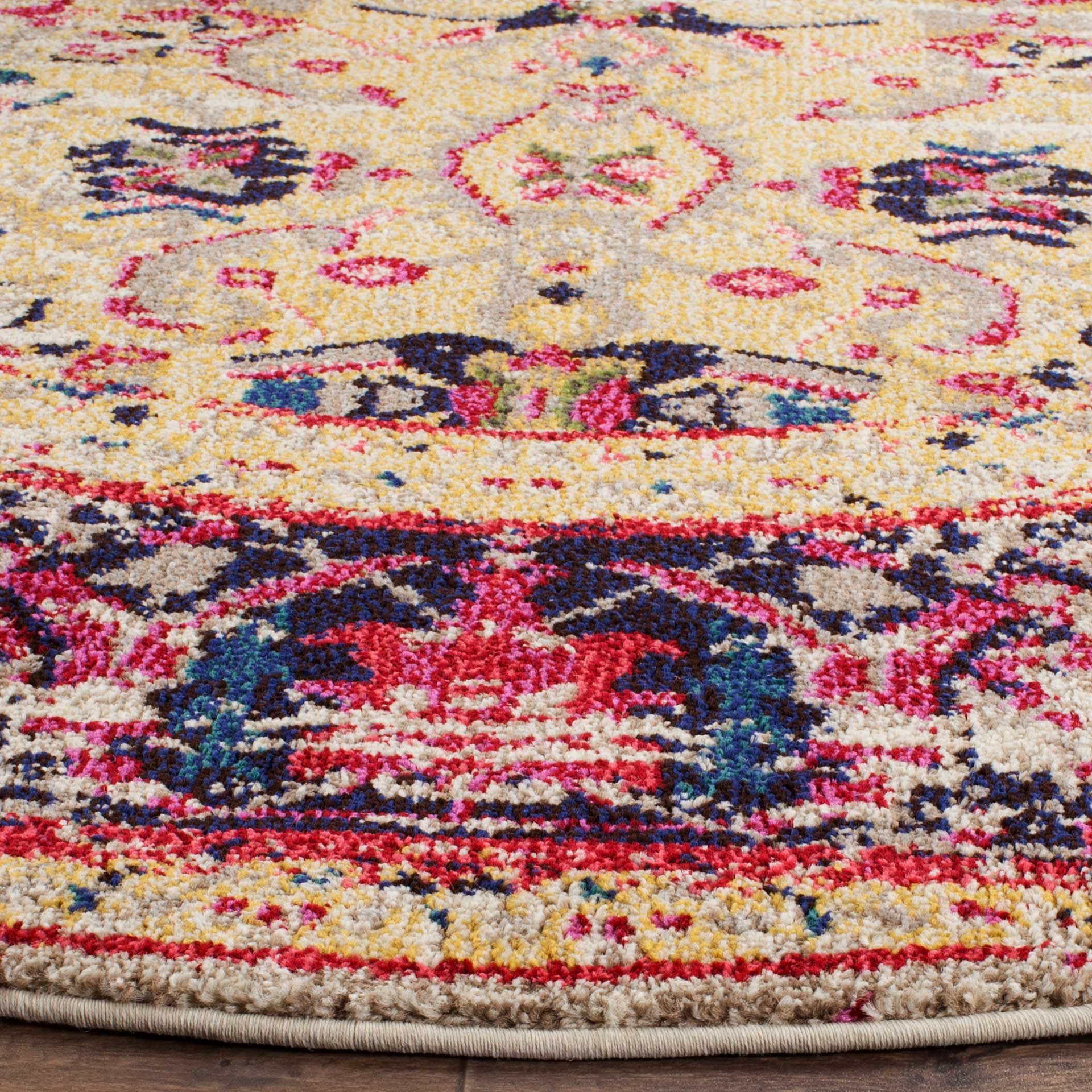 Monaco Distressed Ivory/Pink Round Rug - Image 2