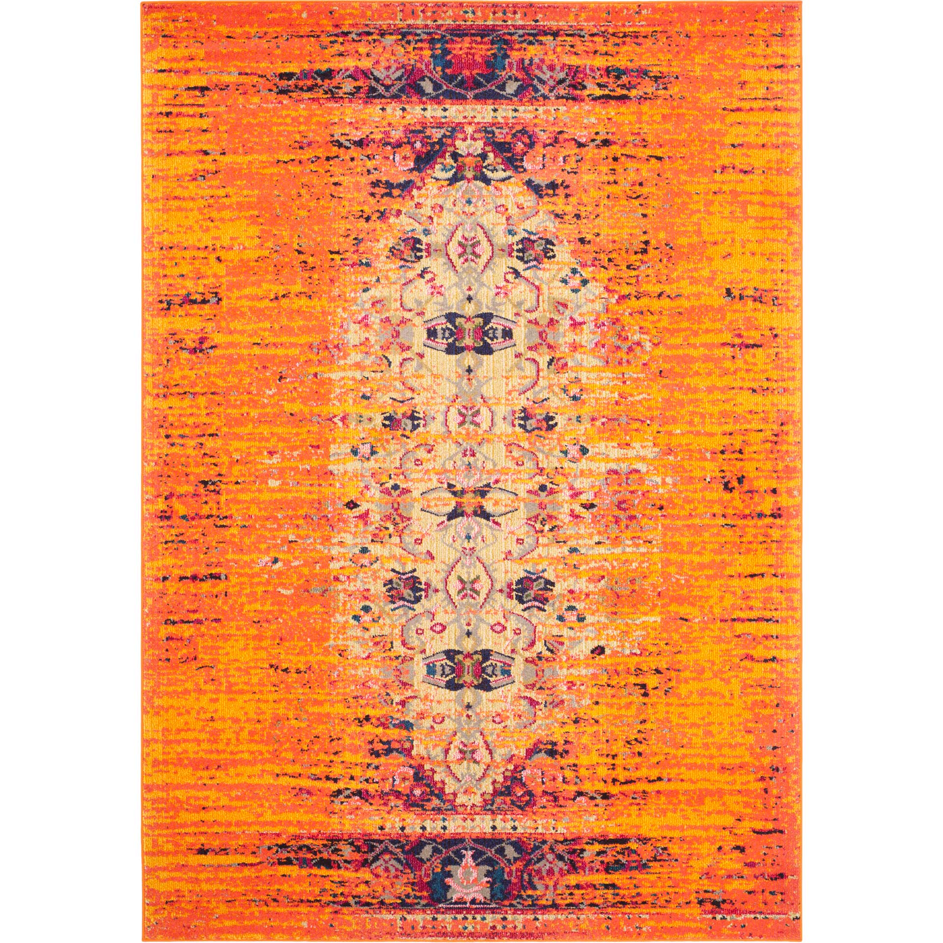 Monaco Distressed Orange/Multi Area Rug - Image 2