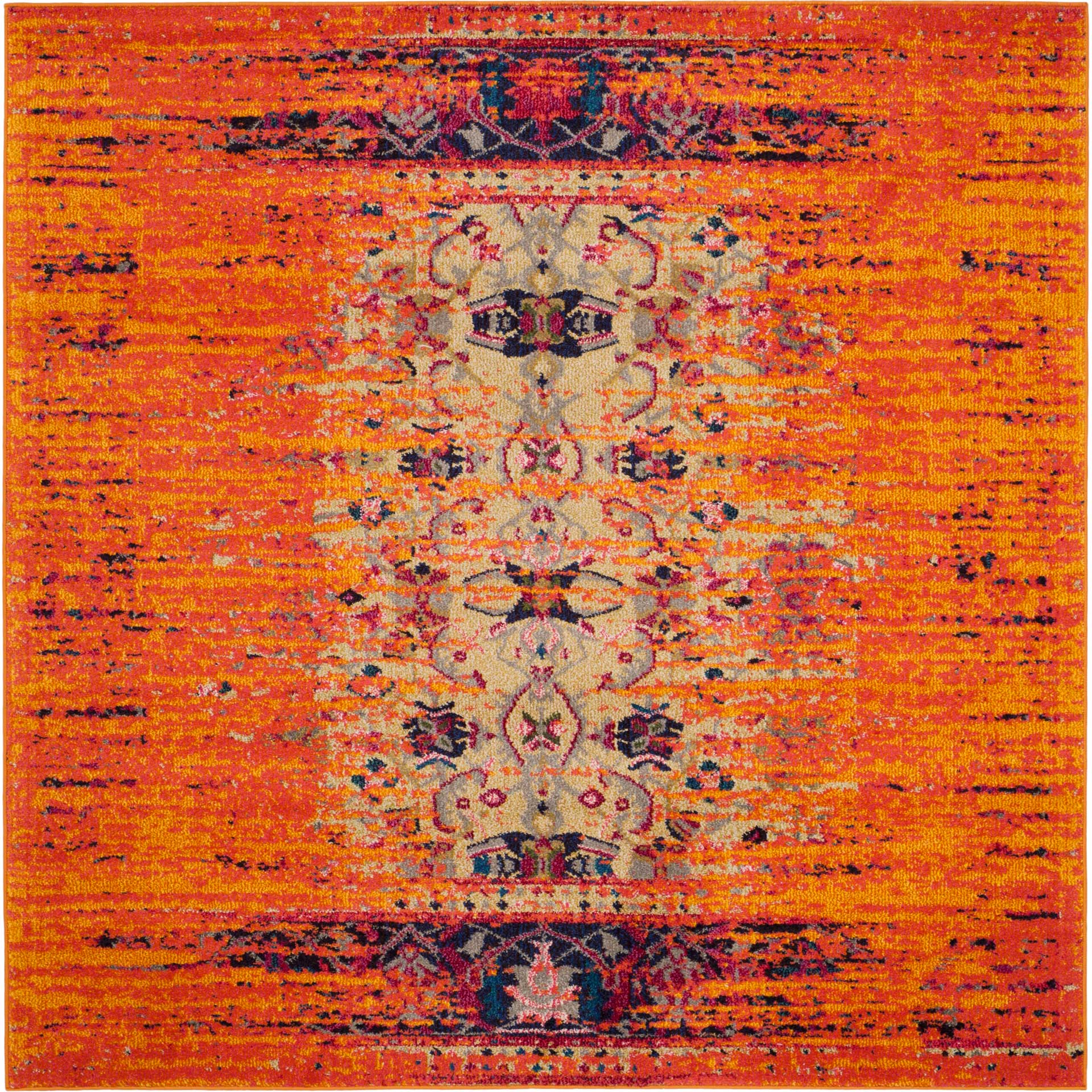 Monaco Distressed Orange/Multi Area Rug - Image 3