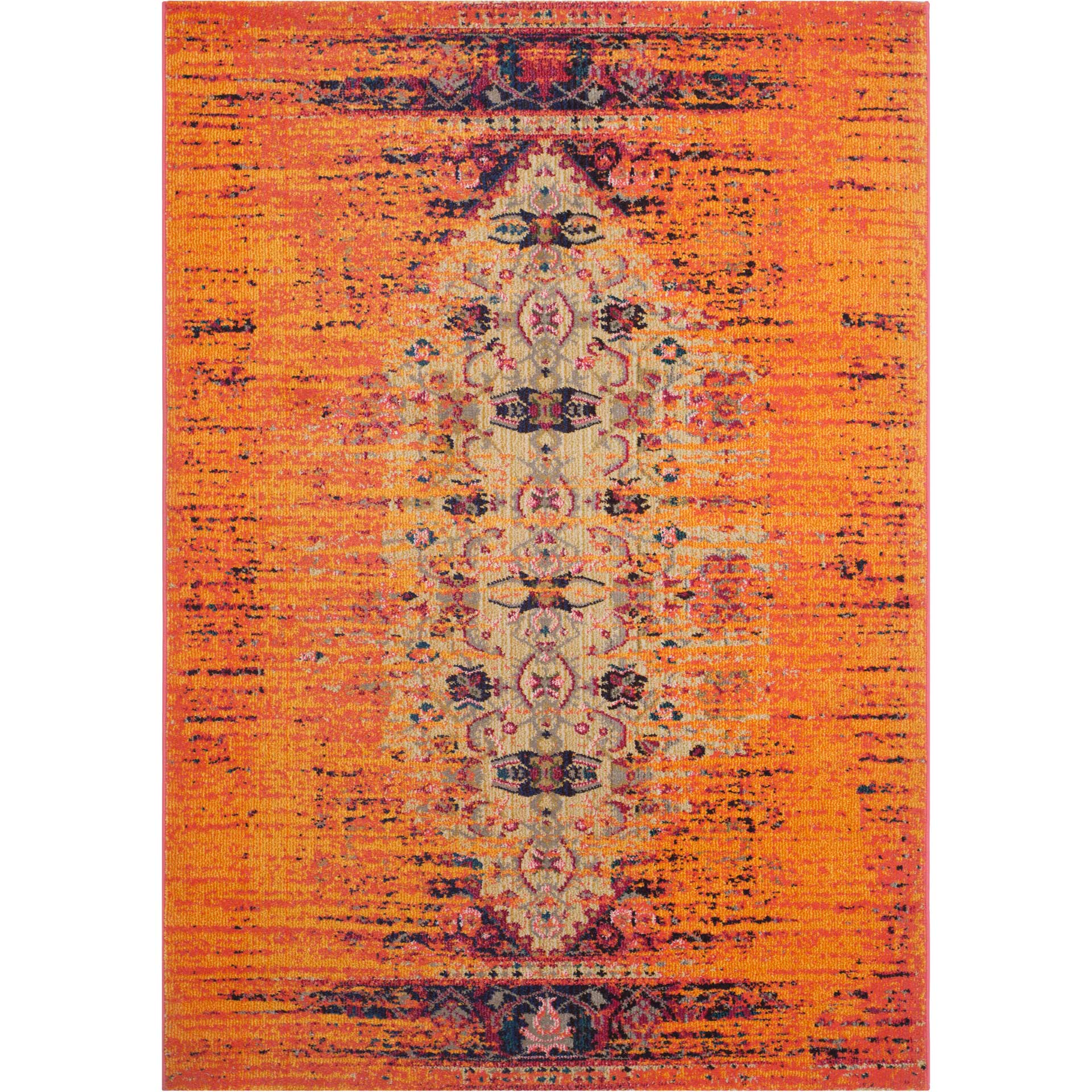 Monaco Distressed Orange/Multi Area Rug - Image 4