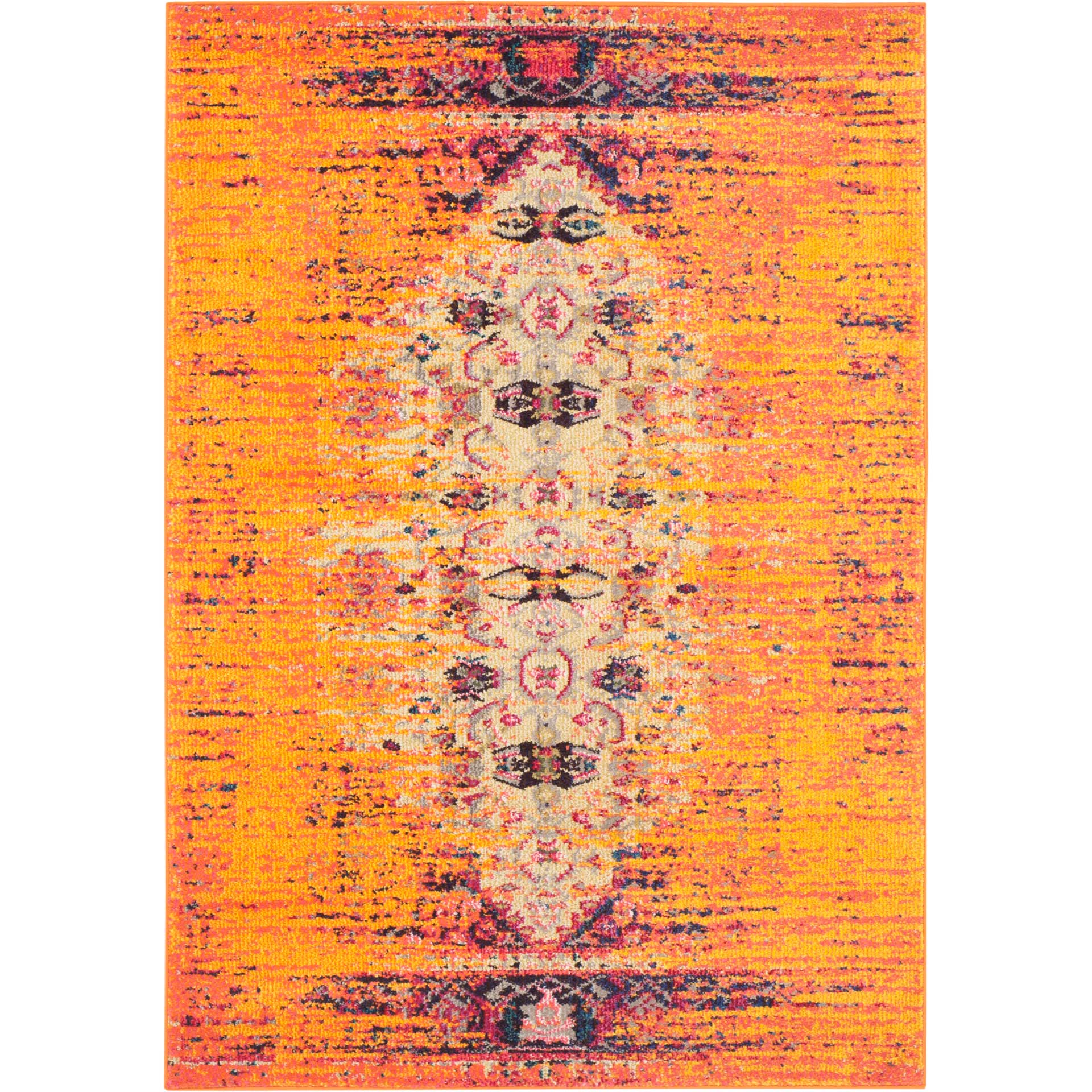 Monaco Distressed Orange/Multi Area Rug - Image 5