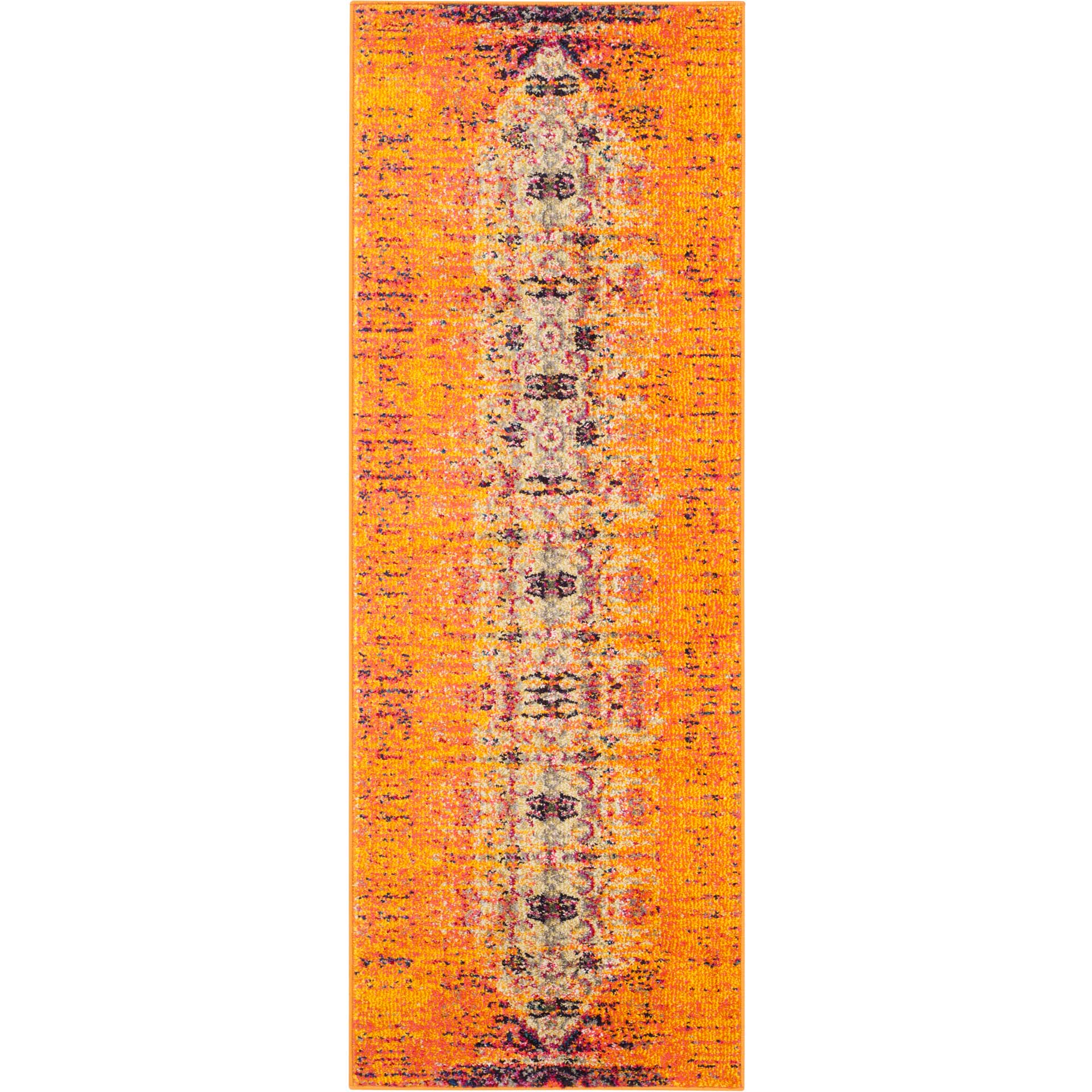 Monaco Distressed Orange/Multi Runner Rug - Image 2