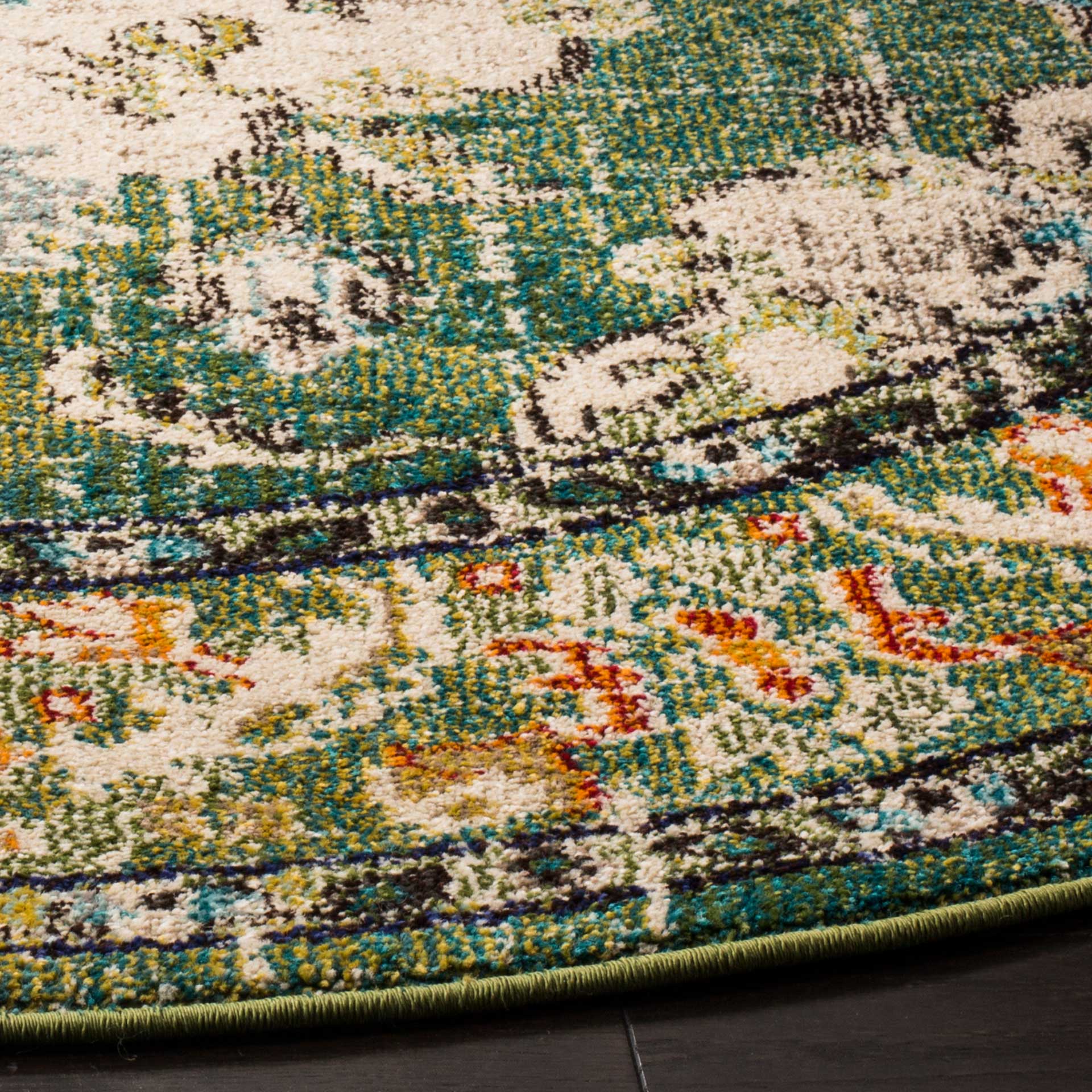 Monaco Forest Green/Light Blue Round Rug - Image 3