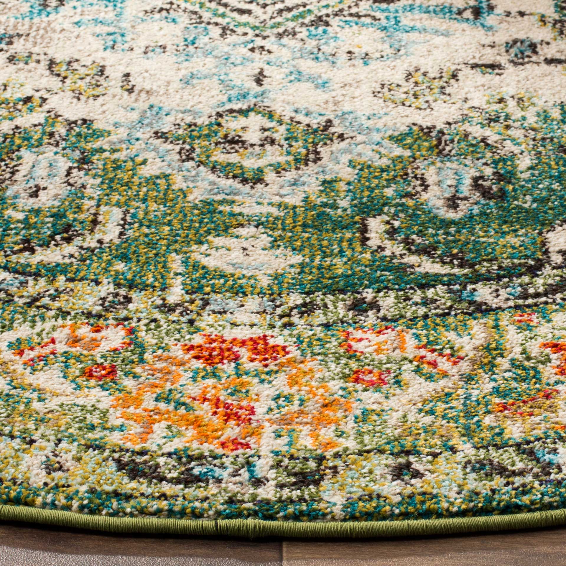 Monaco Forest Green/Light Blue Round Rug - Image 4