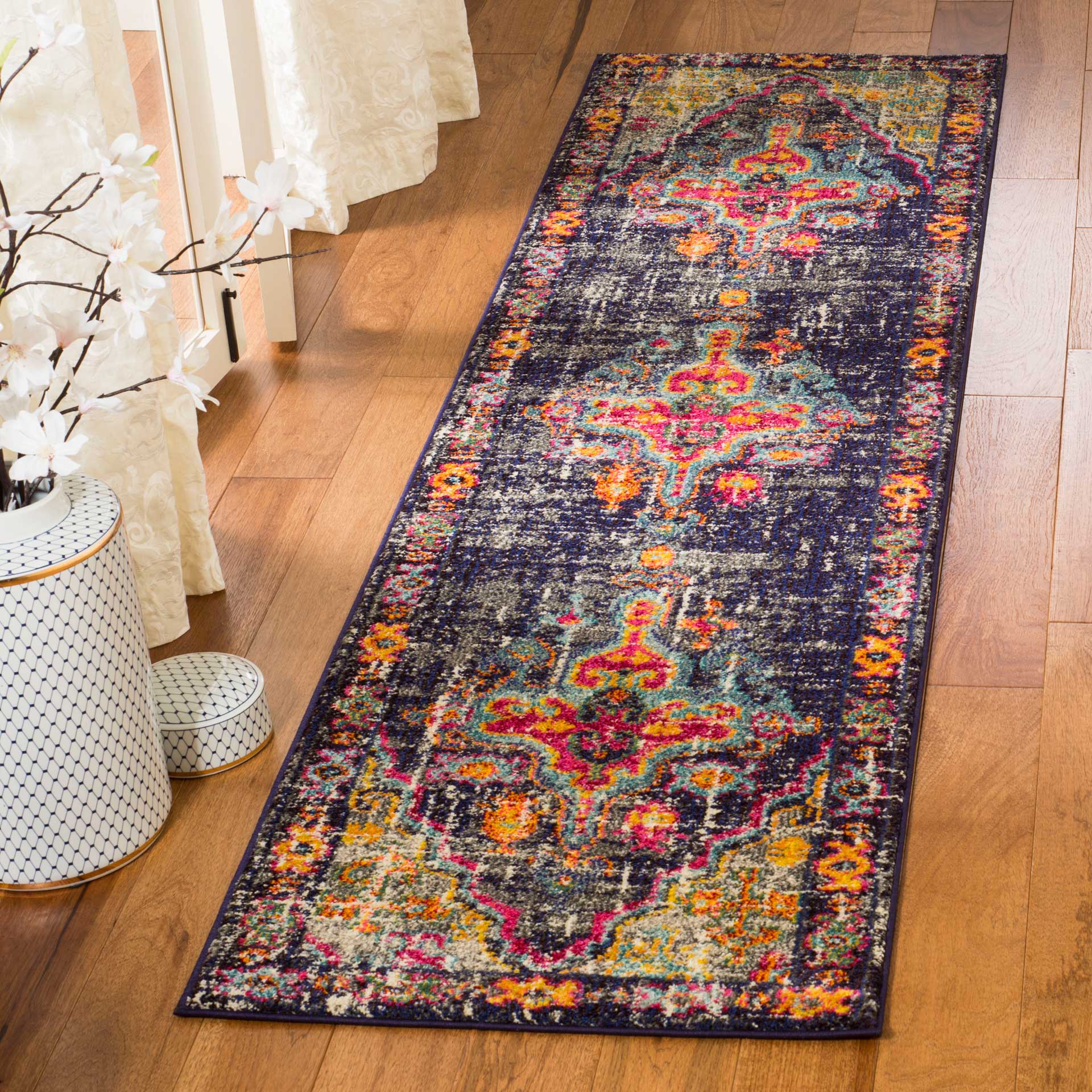 Monaco Gray/Fuchsia Runner Rug - Image 2