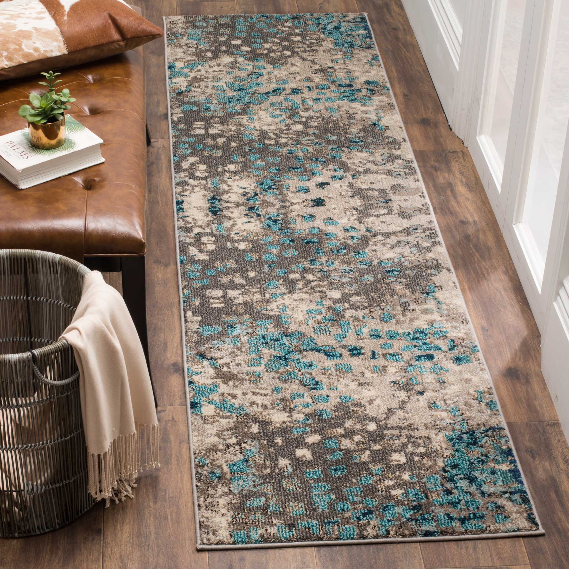 Monaco Gray/Light Blue Runner Rug - Image 2