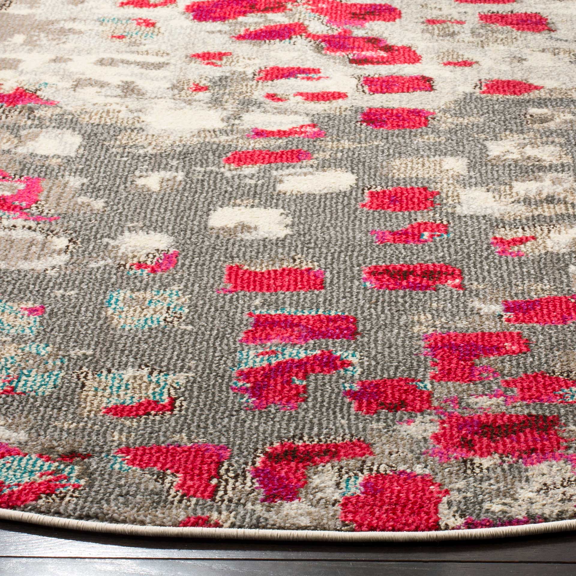 Monaco Gray/Red Round Rug - Image 2