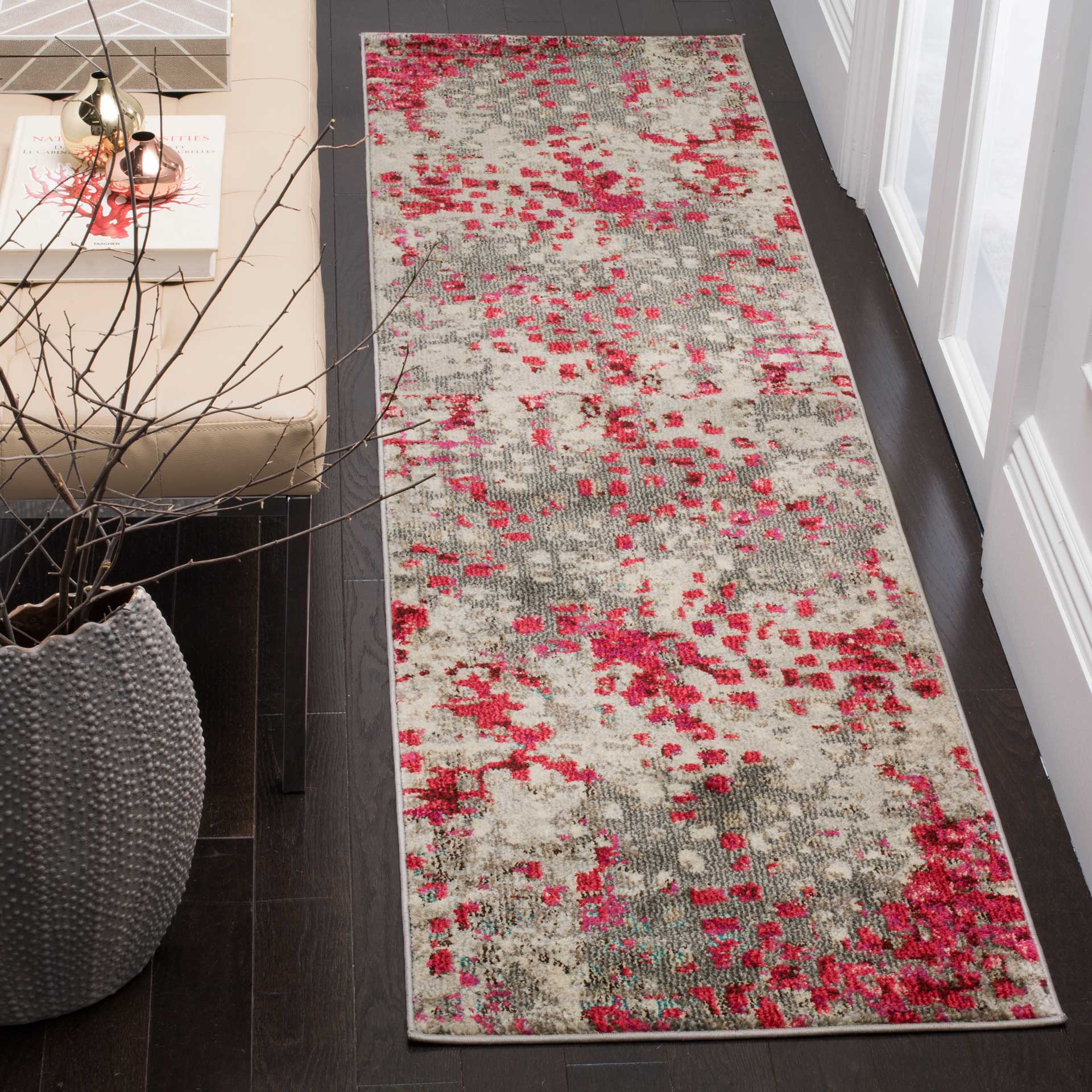 Monaco Gray/Red Runner Rug - Image 2
