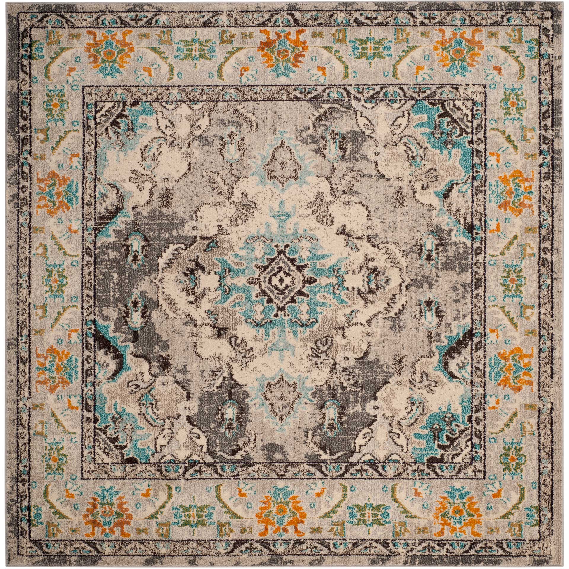 Monaco Gray/Turquoise Area Rug - Image 2