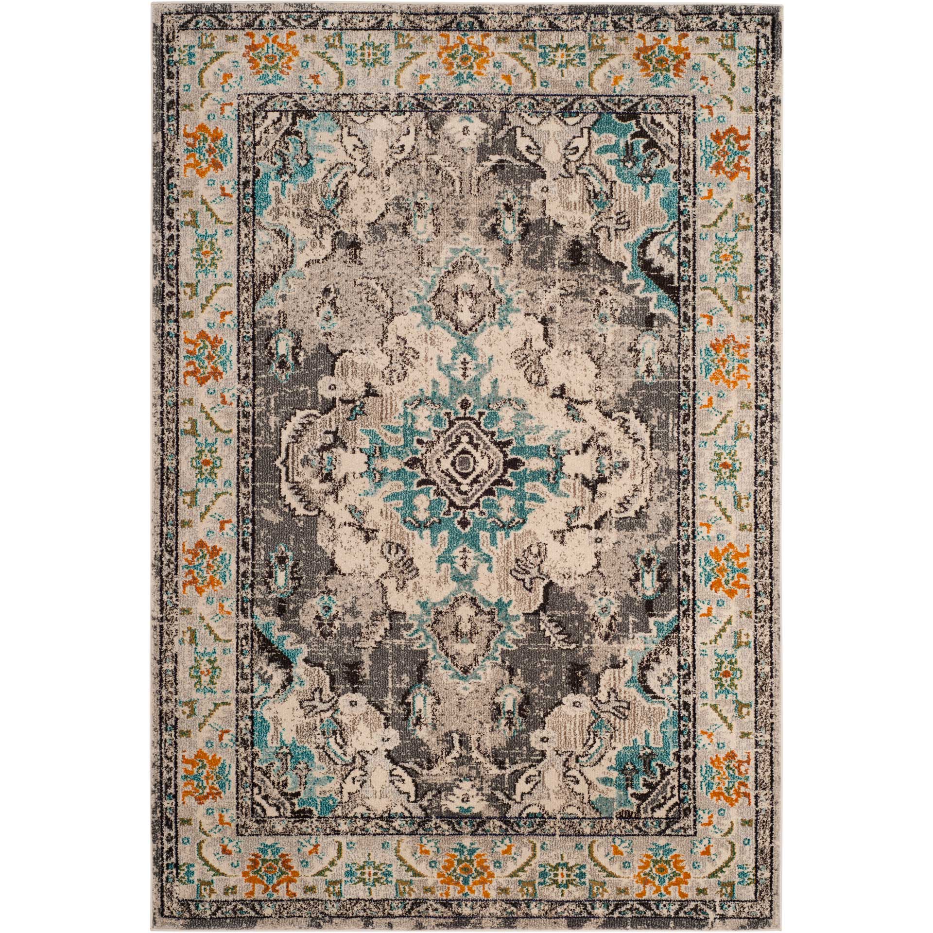 Monaco Gray/Turquoise Area Rug - Image 3
