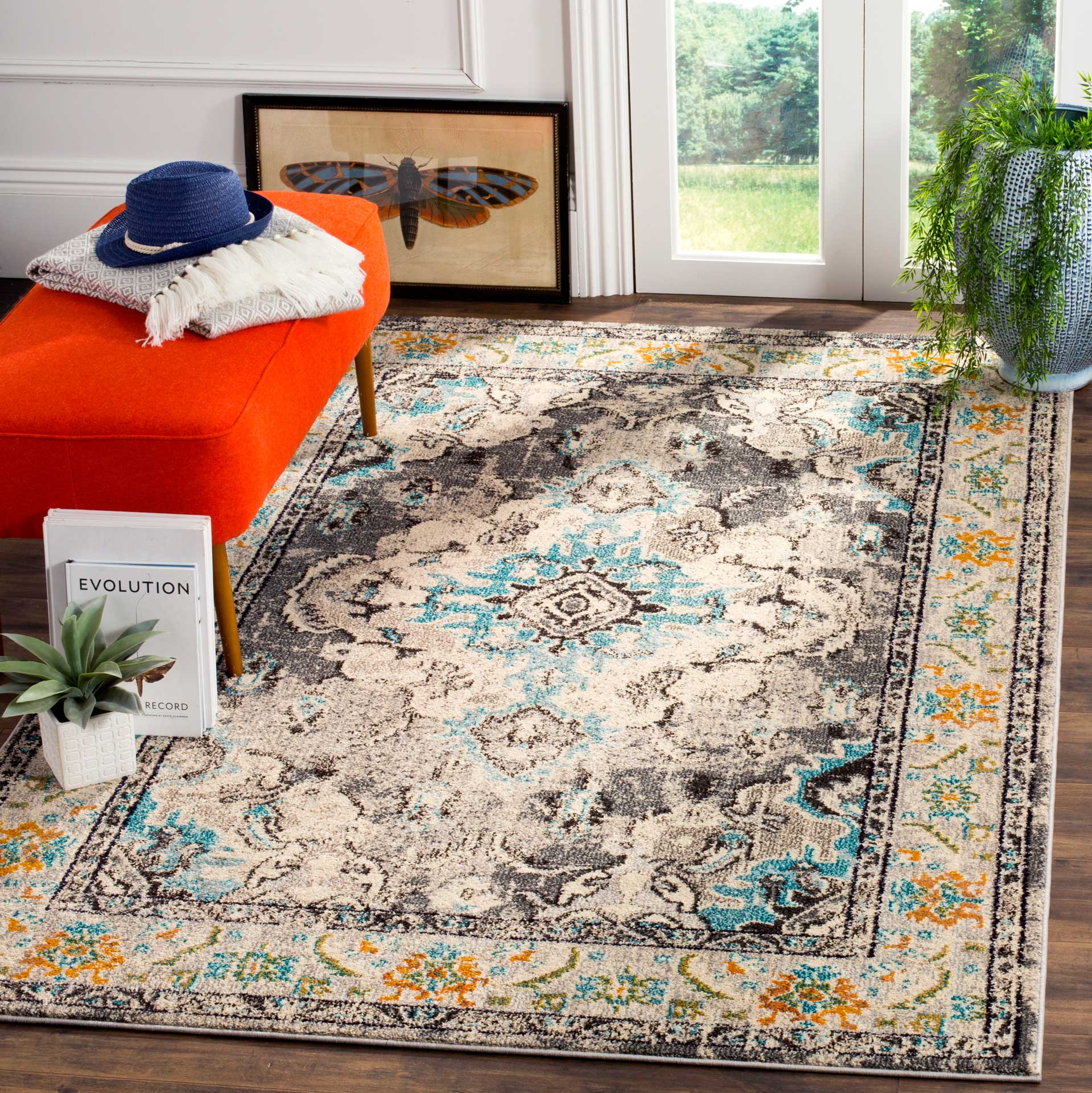 Monaco Gray/Turquoise Area Rug - Image 8