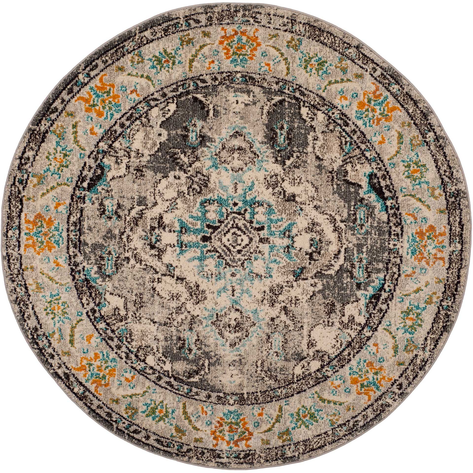 Monaco Gray/Turquoise Round Rug - Image 2