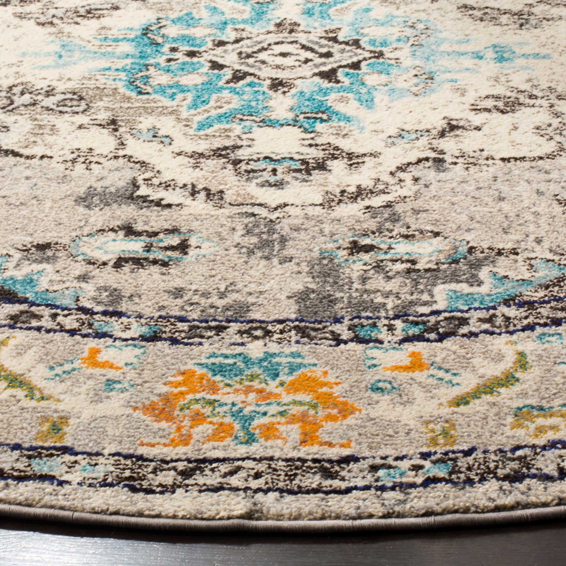 Monaco Gray/Turquoise Round Rug - Image 3