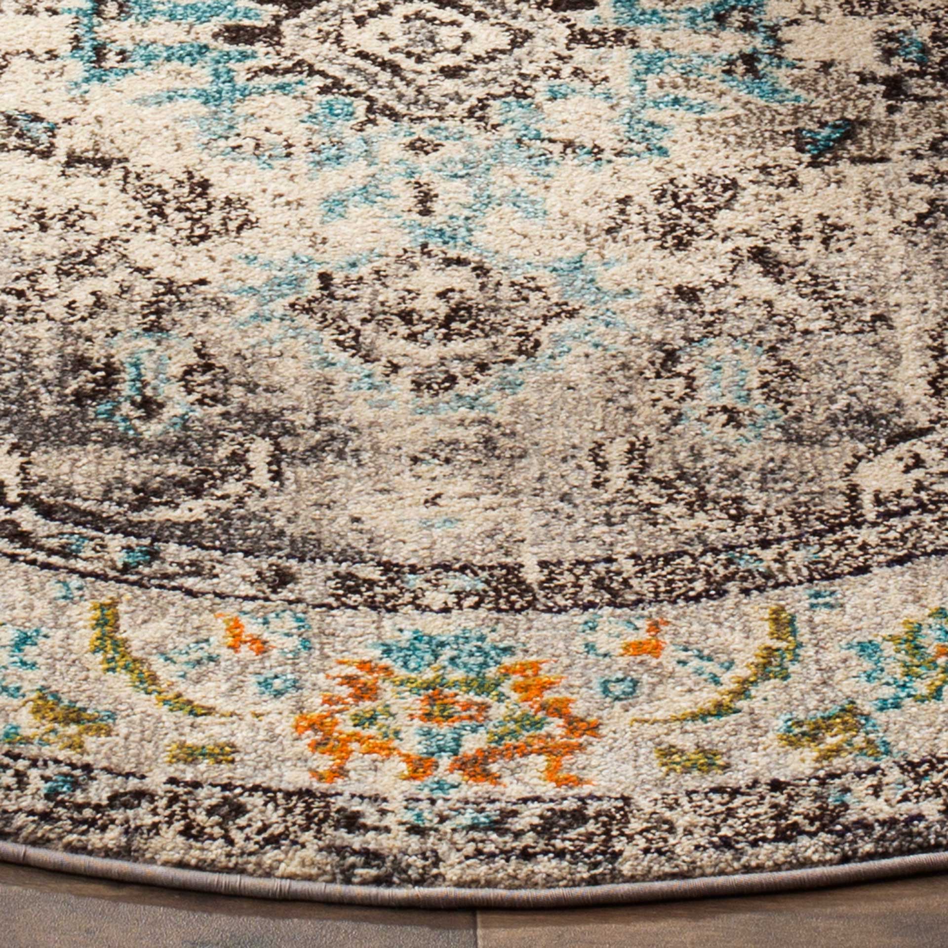 Monaco Gray/Turquoise Round Rug - Image 4