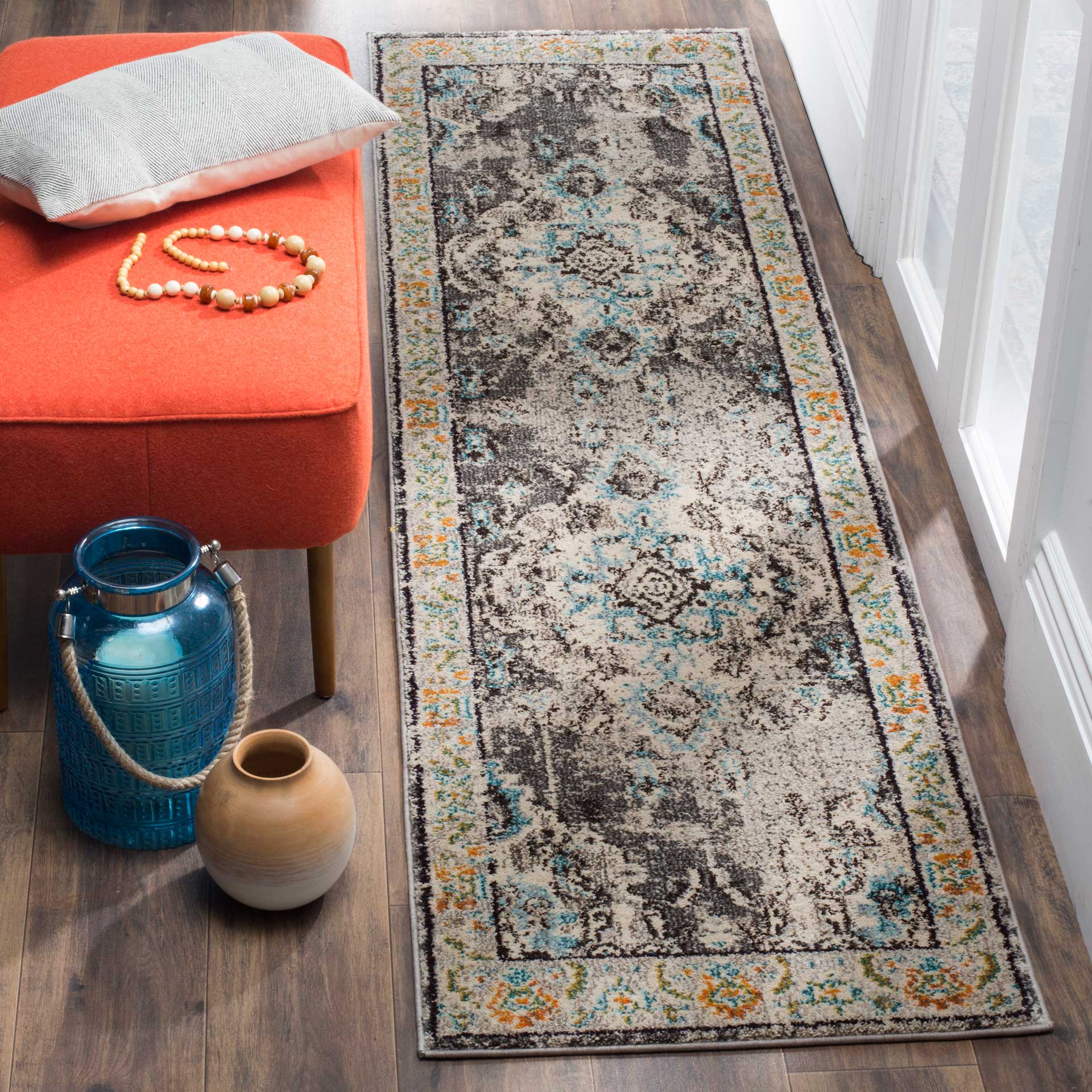 Monaco Gray/Turquoise Runner Rug - Image 2