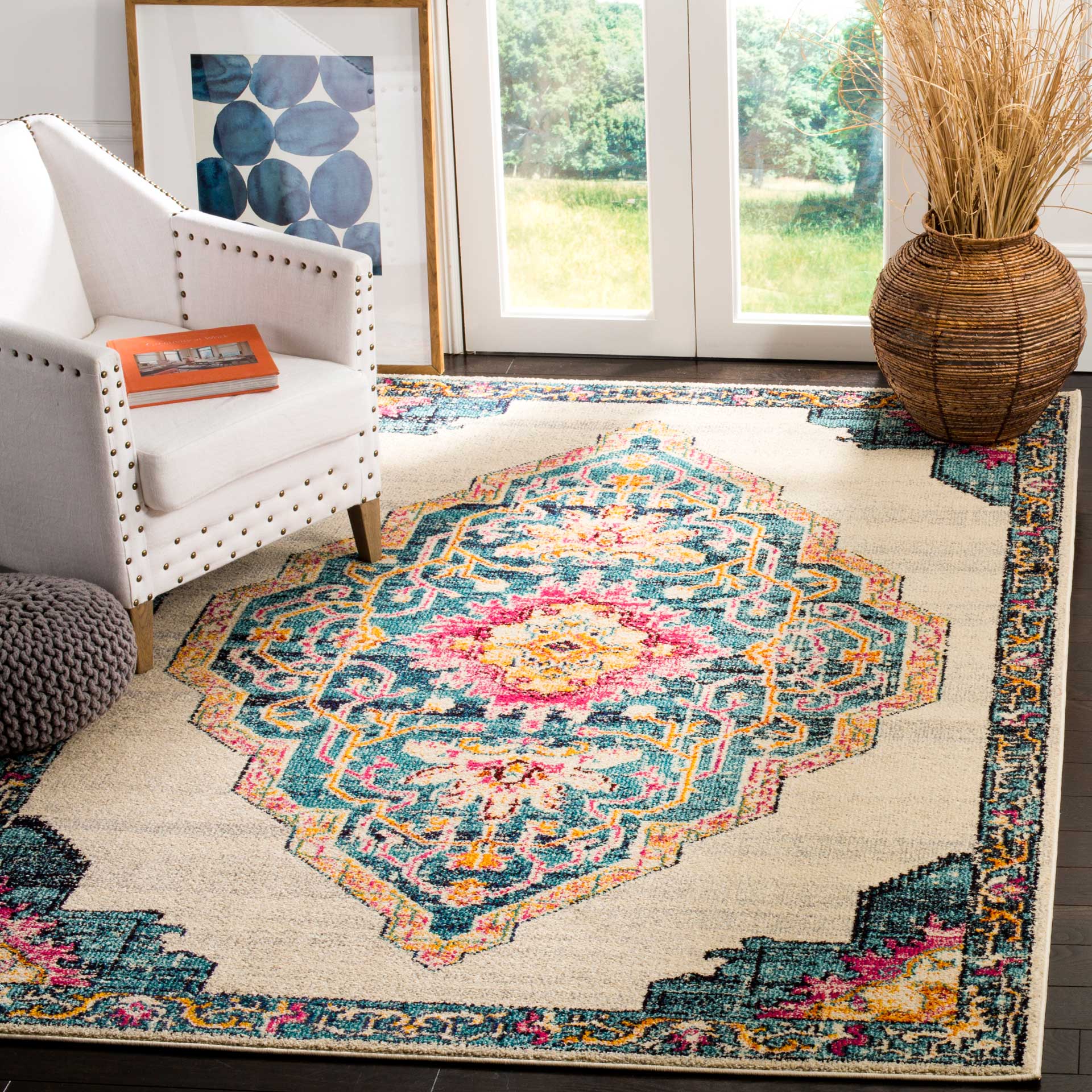 Monaco Ivory/Teal Area Rug - Image 5