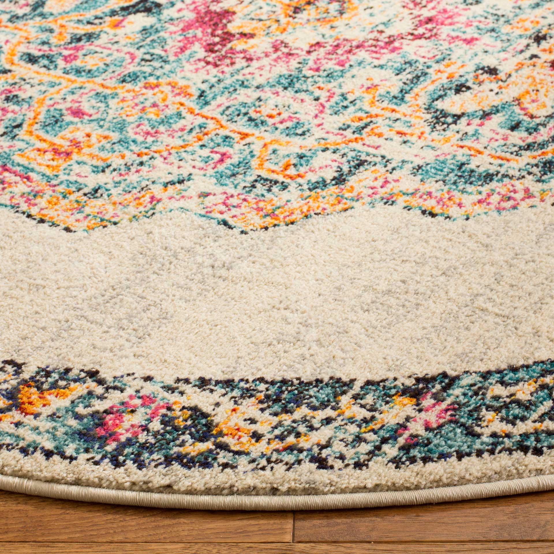 Monaco Ivory/Teal Round Rug - Image 2