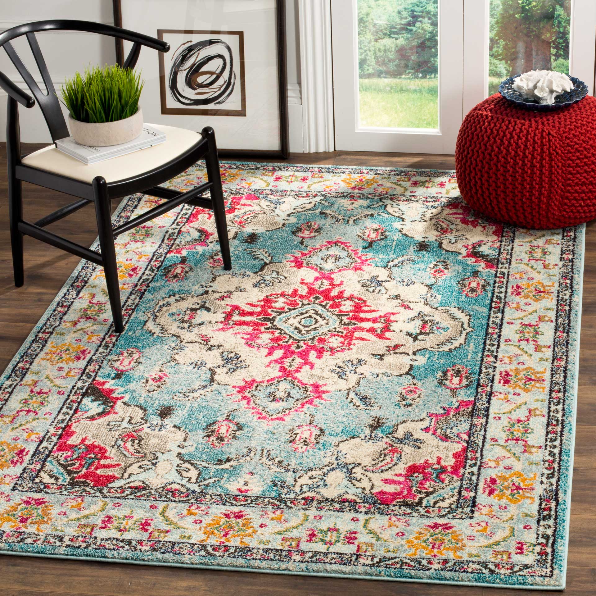 Monaco Light Blue/Fuchsia Area Rug - Image 7