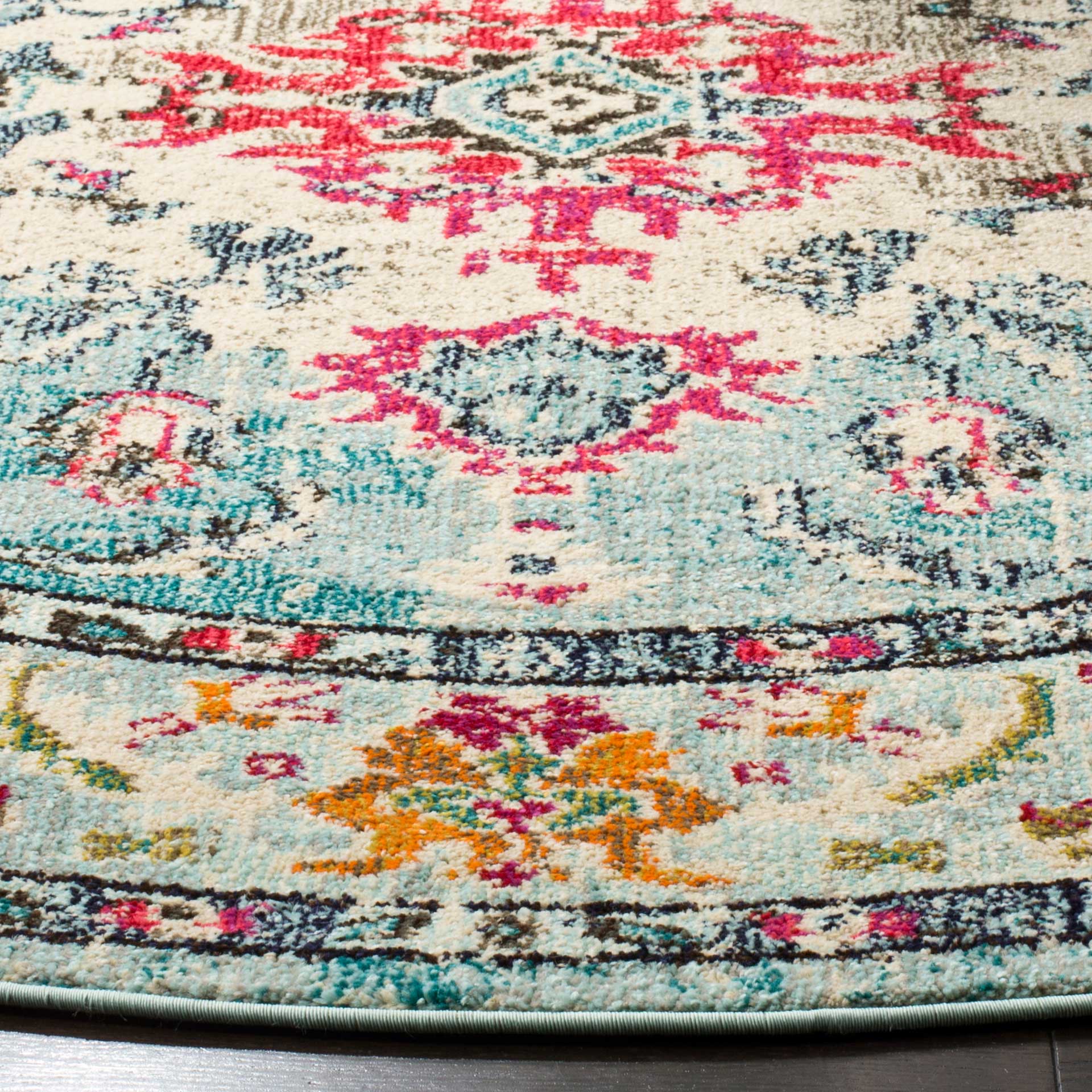 Monaco Light Blue/Fuchsia Round Rug - Image 3