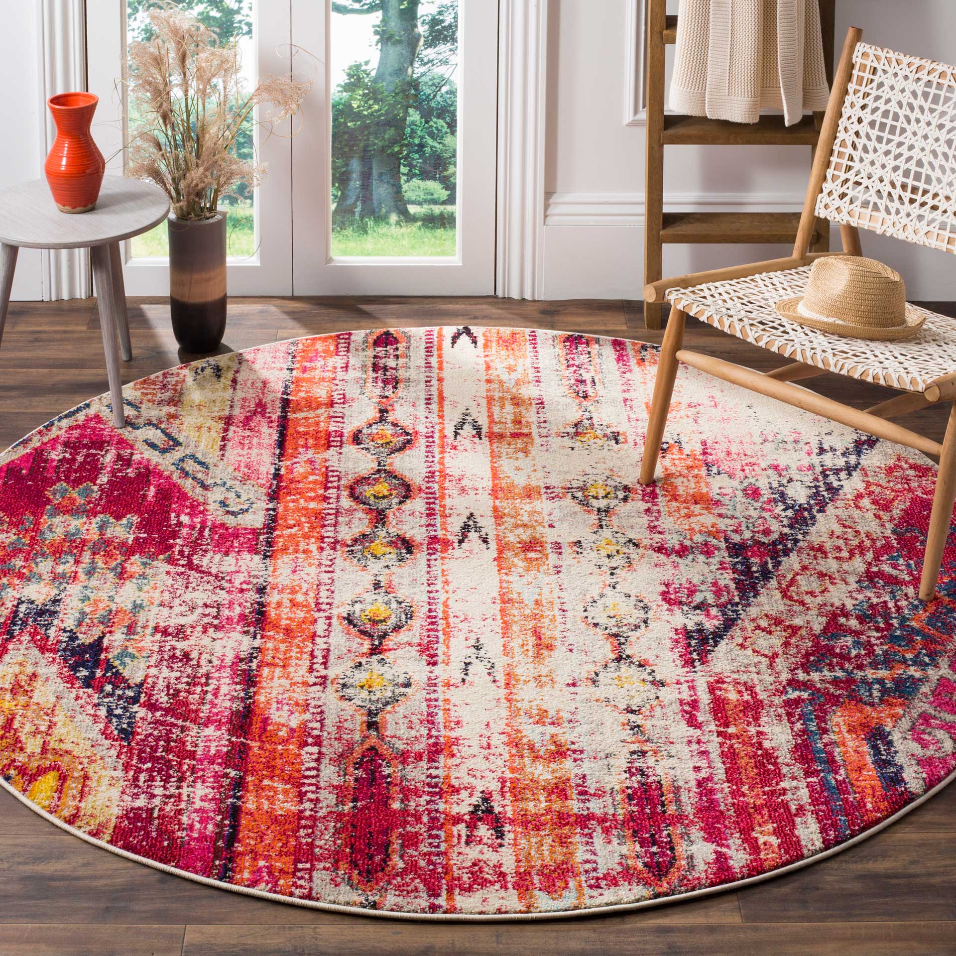 Monaco Magenta/Multi Round Rug - Image 3