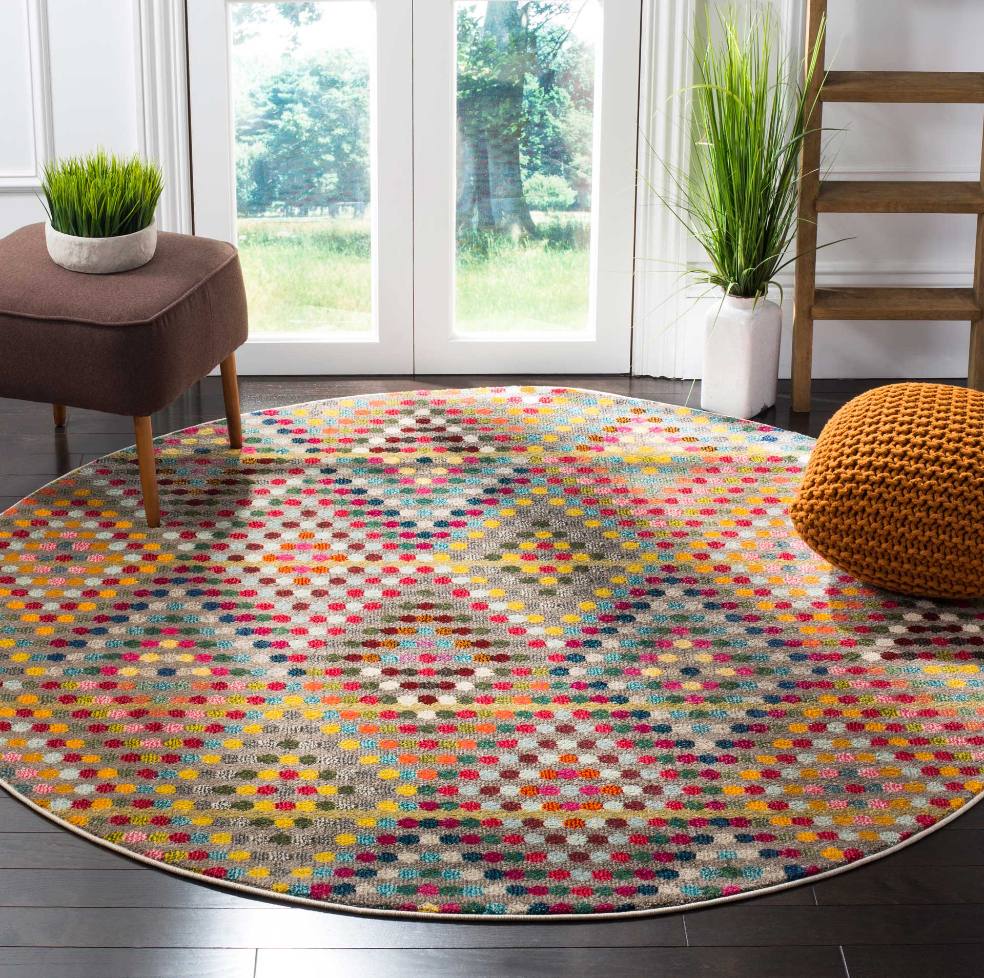 Monaco Multi/Beige Round Rug - Image 3
