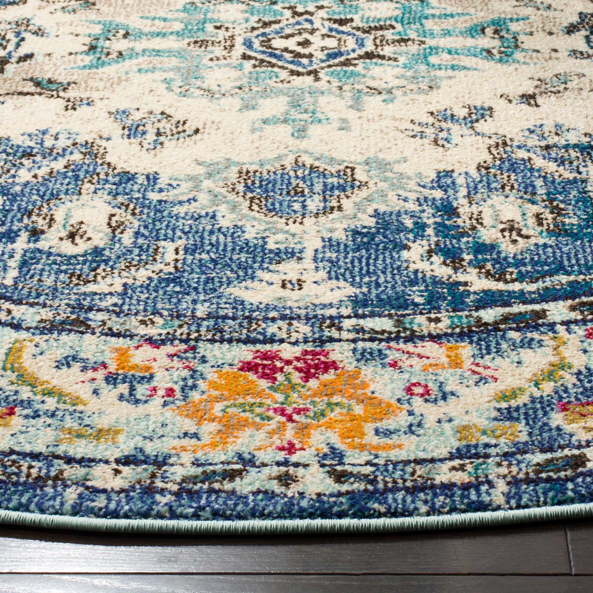Monaco Navy/Light Blue Round Rug - Image 3