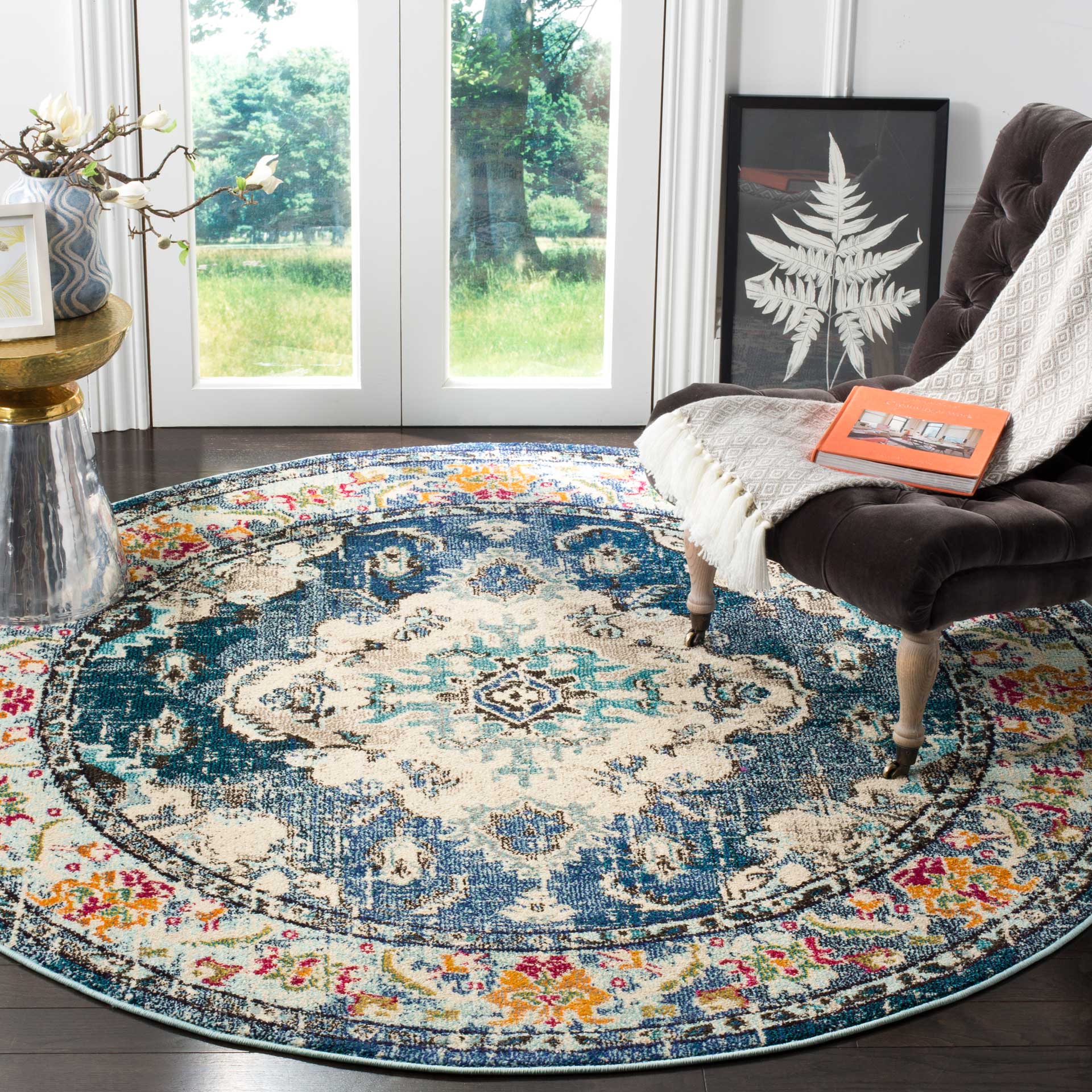 Monaco Navy/Light Blue Round Rug - Image 5