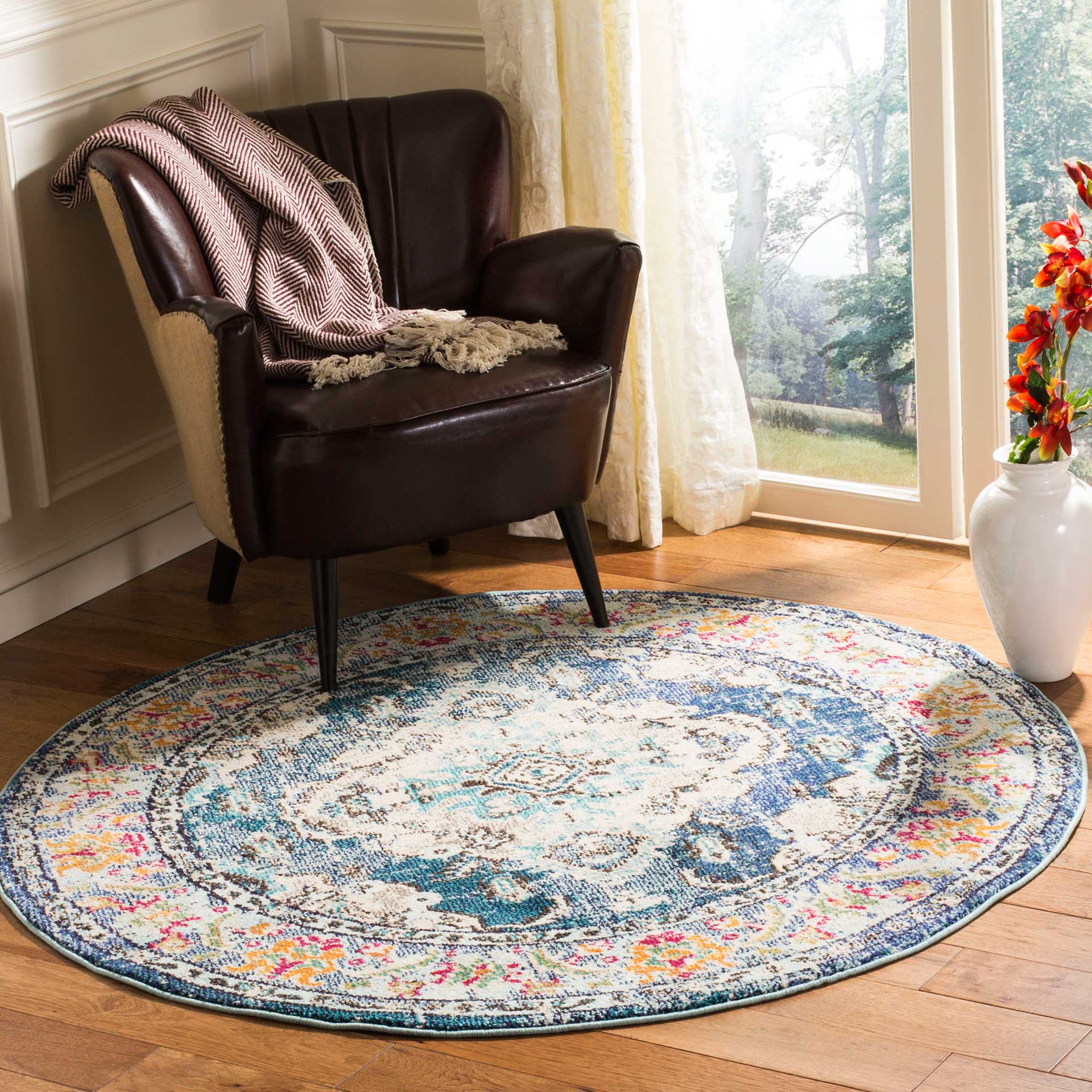 Monaco Navy/Light Blue Round Rug - Image 6