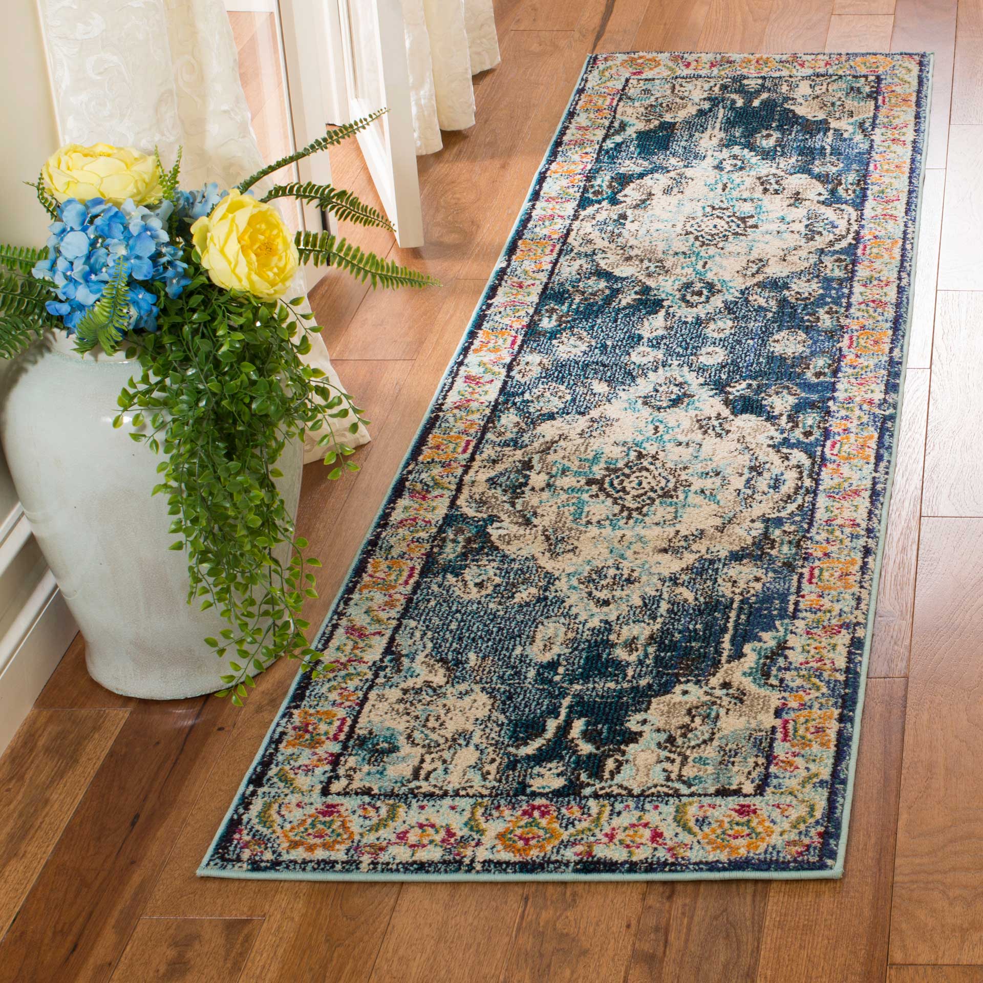 Monaco Navy/Light Blue Runner Rug - Image 2
